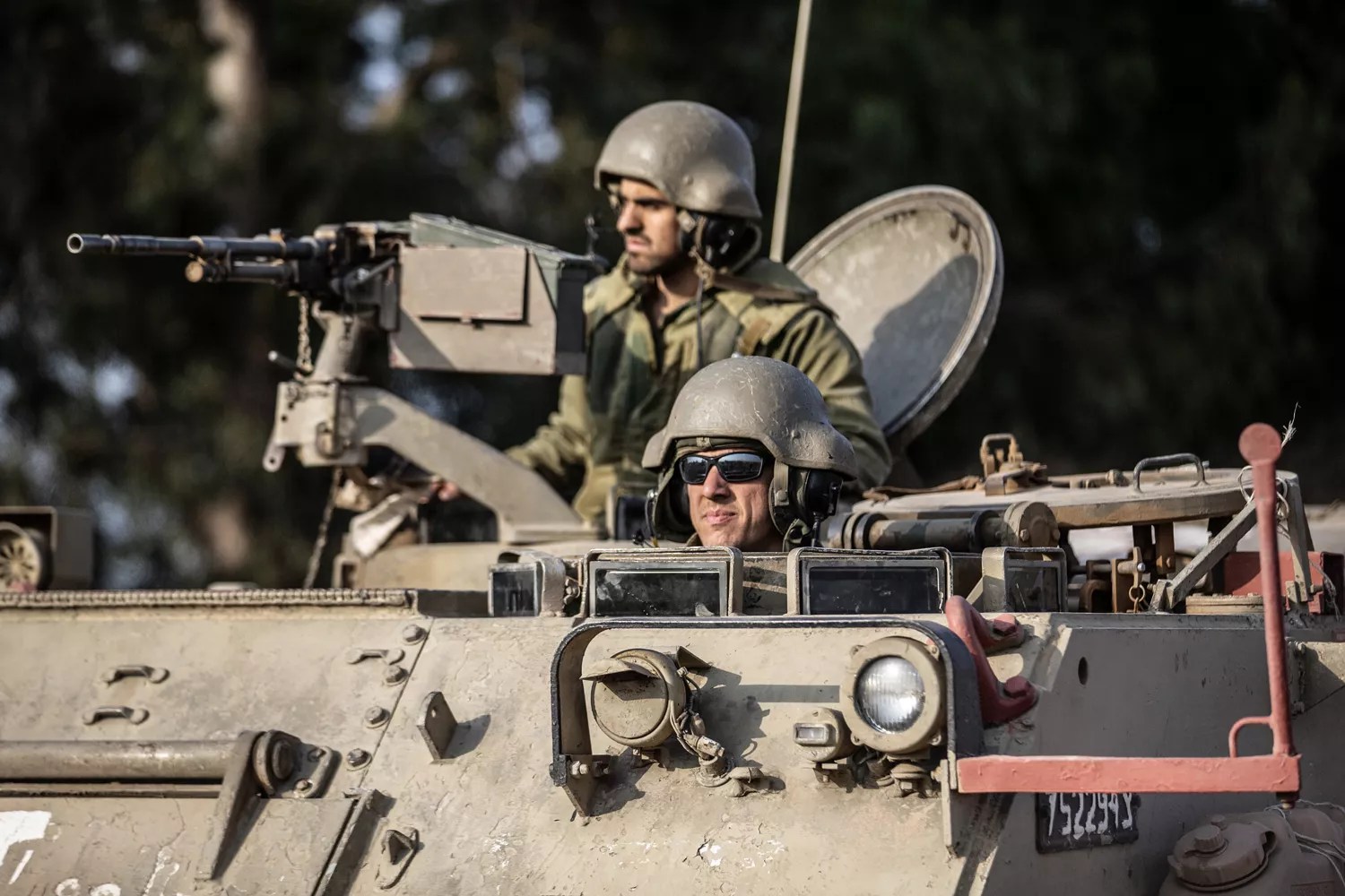 Israeli forces establish heavily armed control points along the border as Israel tightens measures by the army, police and other security forces after Hamas launched Operation Al-Aqsa Flood in Sderot, Israel on October 08, 2023.