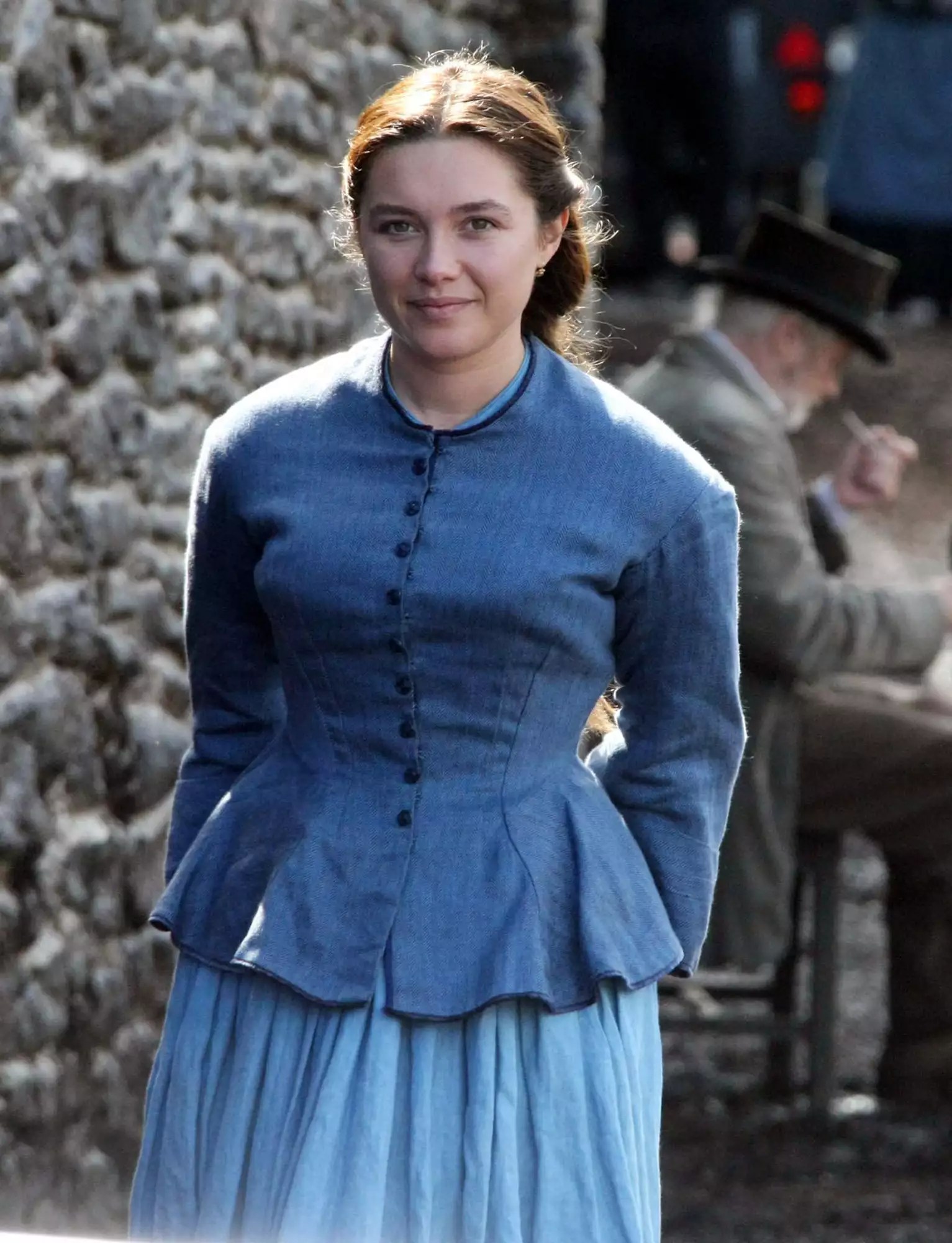 British actress Florence Pugh beams with delight whilst filming &lsquo;The Wonder&rsquo; in Wicklow, Ireland.