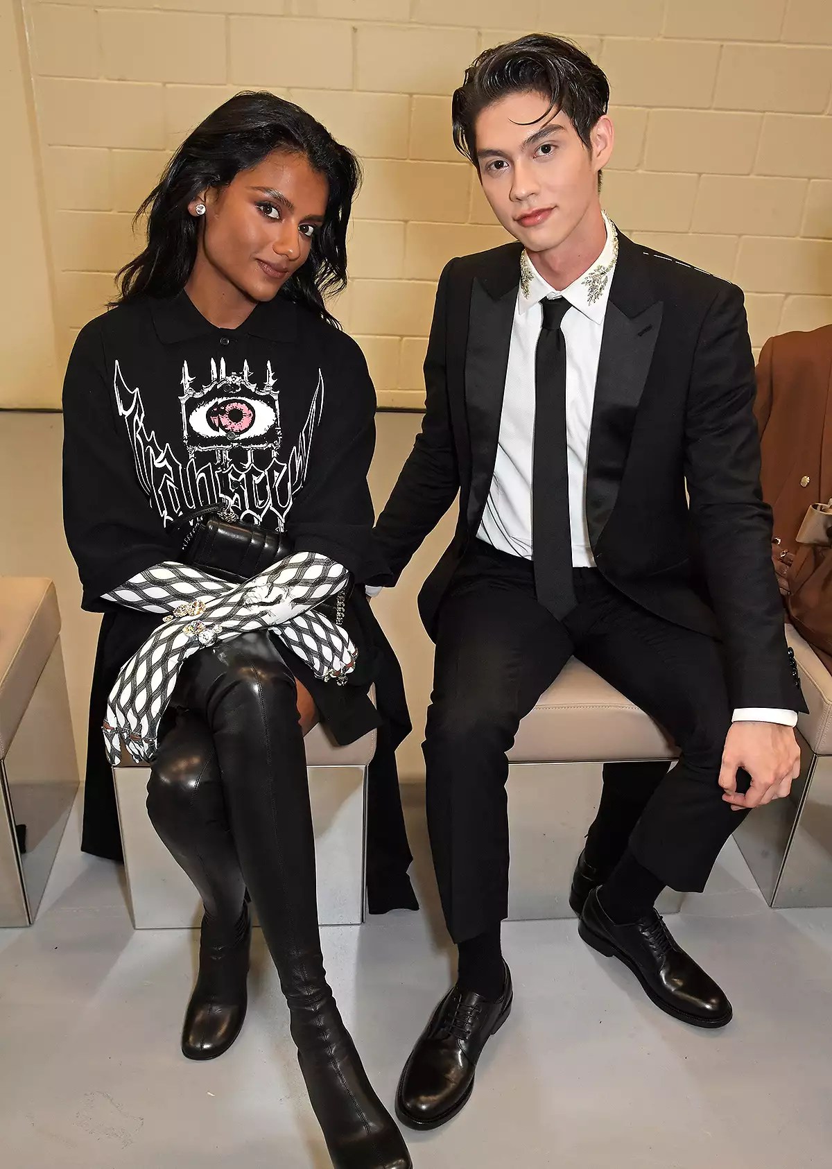 Simone Ashley and Bright attend the Burberry Spring/Summer 2023 runway show in Bermondsey on September 26, 2022 in London, England. (Photo by David