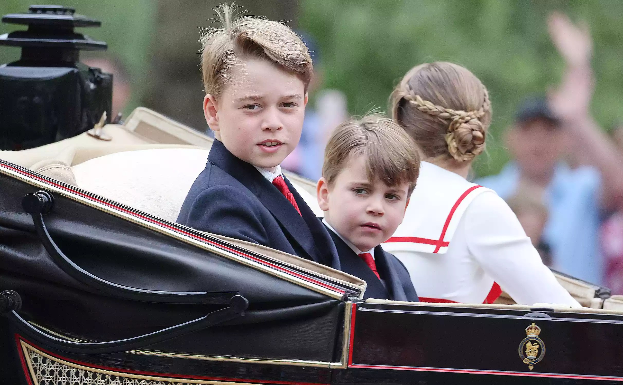Prince George of Wales, Princess Charlotte of Wales and Prince Louis of Wales during Trooping the Colour