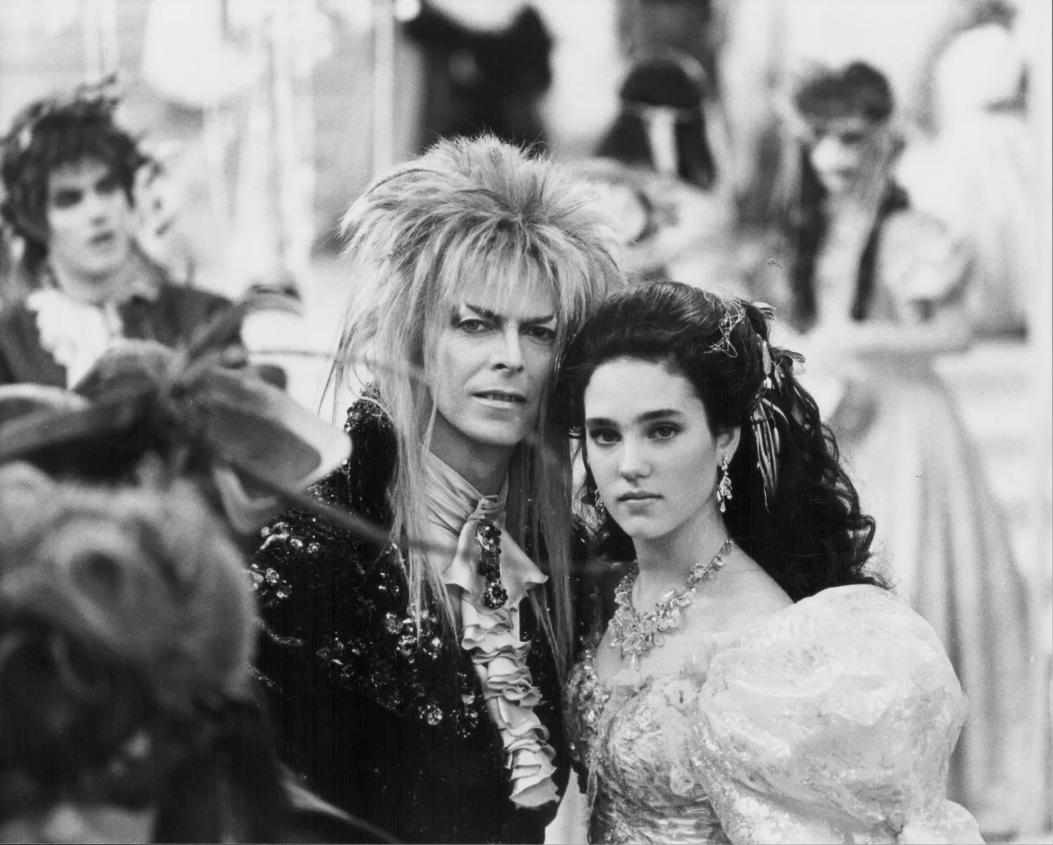 Actors David Bowie and Jennifer Connelly in a scene from the movie &lsquo;Labyrinth&rsquo;, 1986