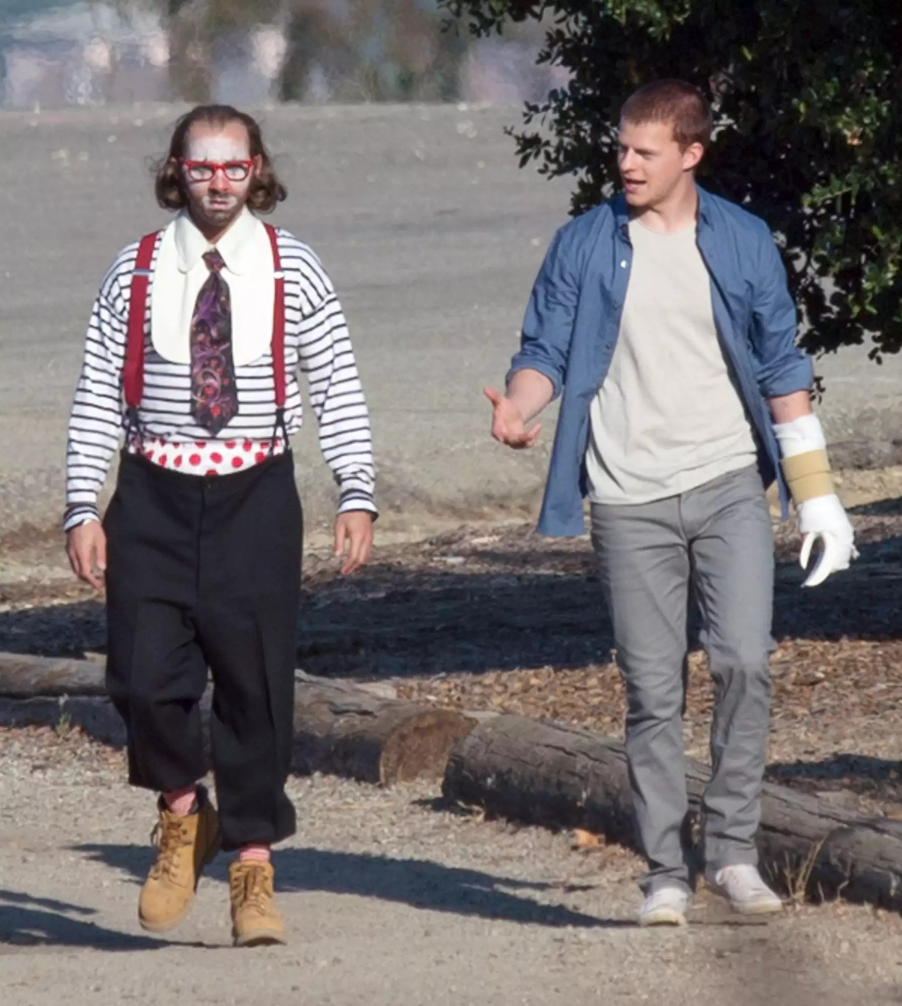 EXCLUSIVE: Shia LaBeouf and Lucas Hedges are Pictured on the set of &lsquo;Honey Boy&rsquo; in Los Angeles.