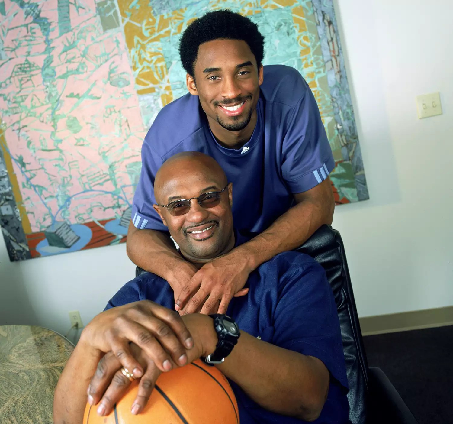 Kobe Bryant #8 of the Los Angeles Lakers poses for a portrait with his father, former NBA player Joe &ldquo;Jellybean&rdquo; Bryant