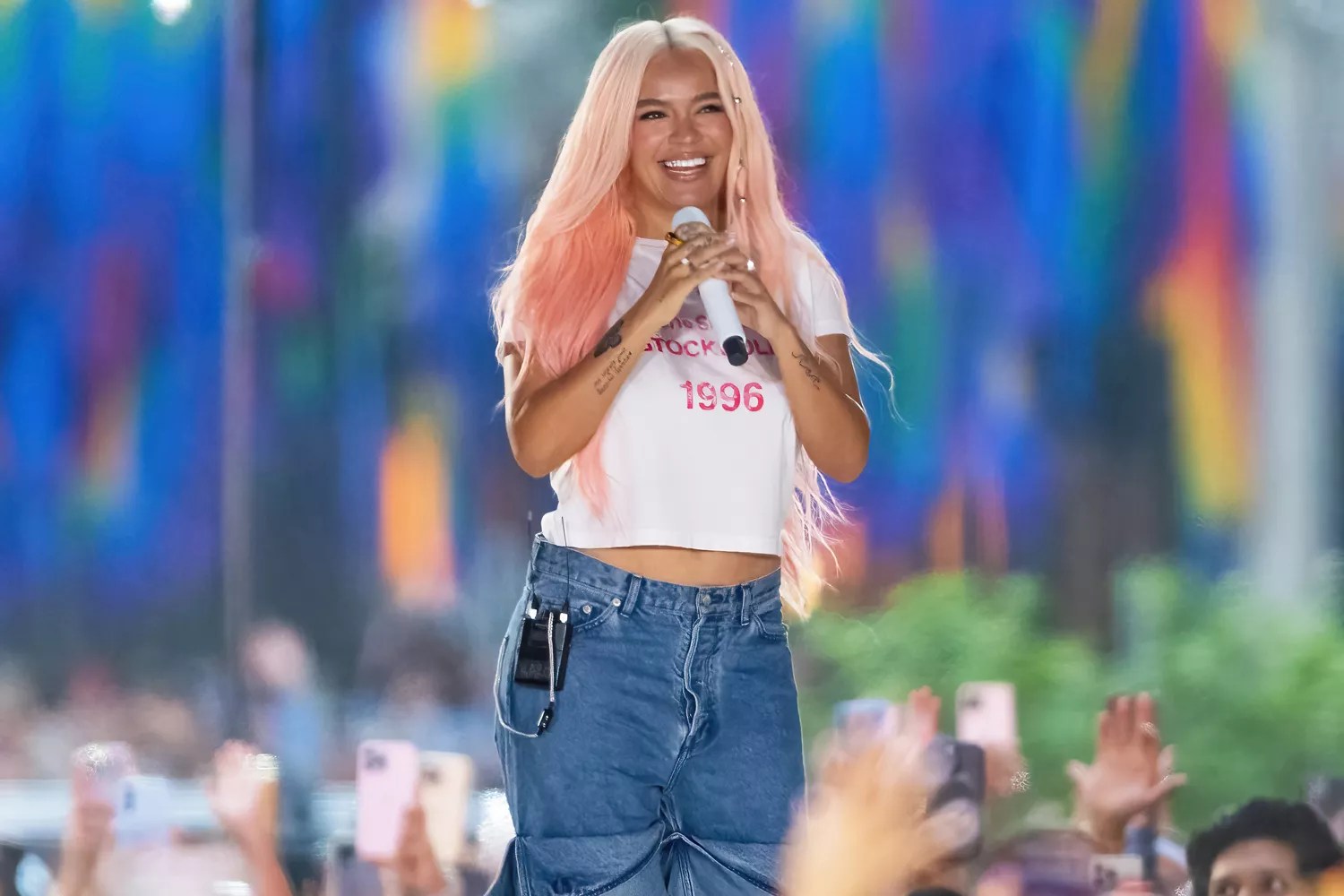 Karol G is seen performing during a rehearsal at NBC&rsquo;s &ldquo;Today&rdquo; show Citi Concert Series at Rockefeller Plaza on June 30, 2023 in New York City