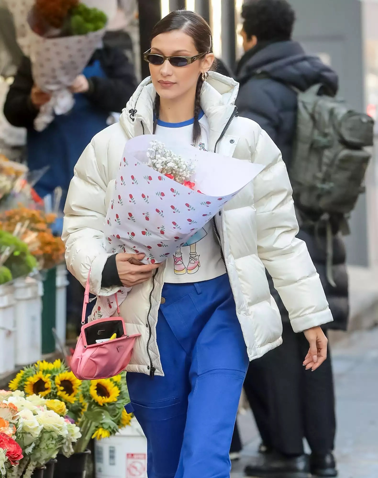 Bella Hadid Shops For Flowers In New York