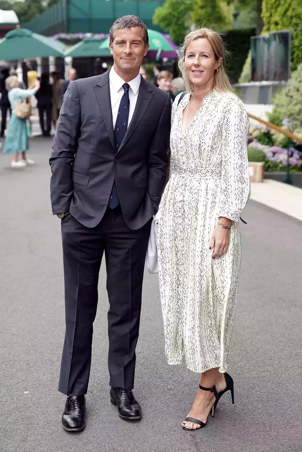 Bear Grylls and Shara Grylls arrive for day two of the 2022 Wimbledon Championships at the All England Lawn Tennis and Croquet Club, Wimbledon. Picture date: Tuesday June 28, 2022.