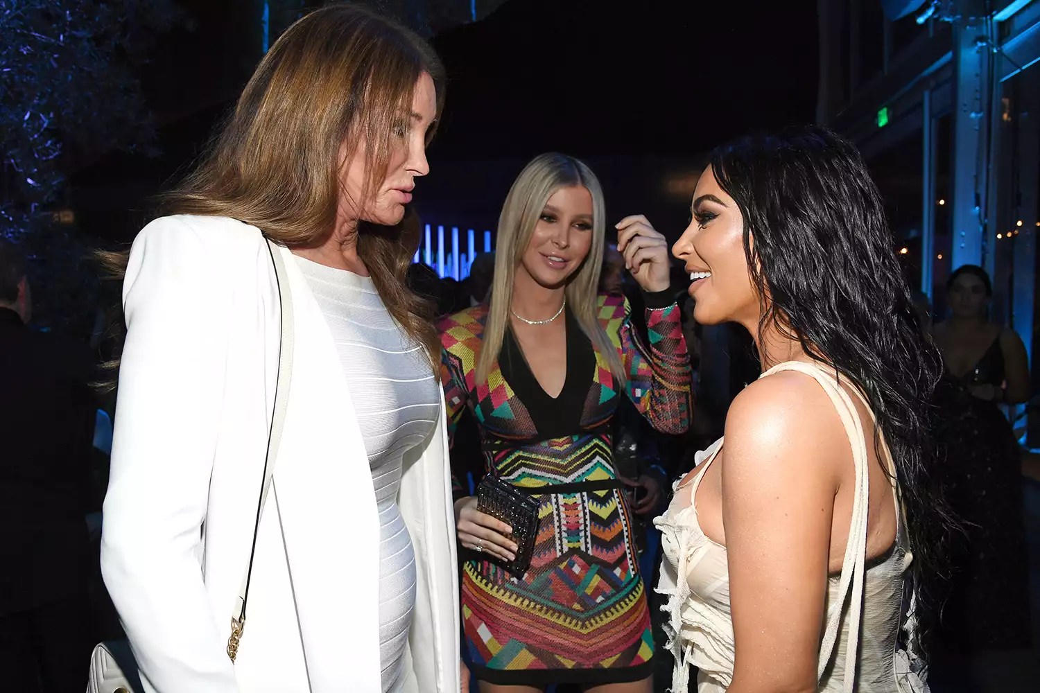 Caitlyn Jenner and Kim Kardashian West attend the 2020 Vanity Fair Oscar Party hosted by Radhika Jones at Wallis Annenberg Center for the Performing Arts on February 09, 2020 in Beverly Hills, California