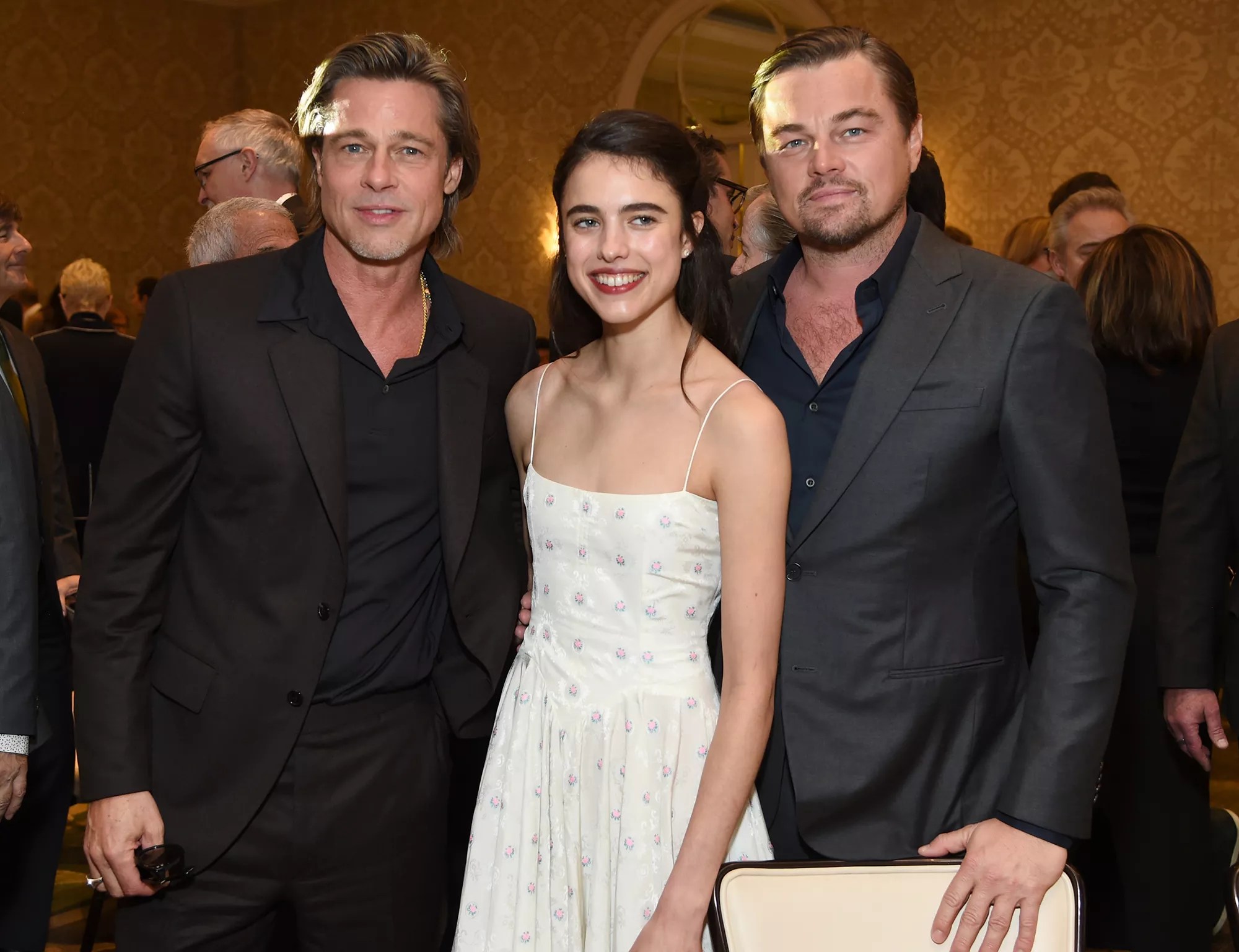 Brad Pitt, Margaret Qualley, and Leonardo DiCaprio
