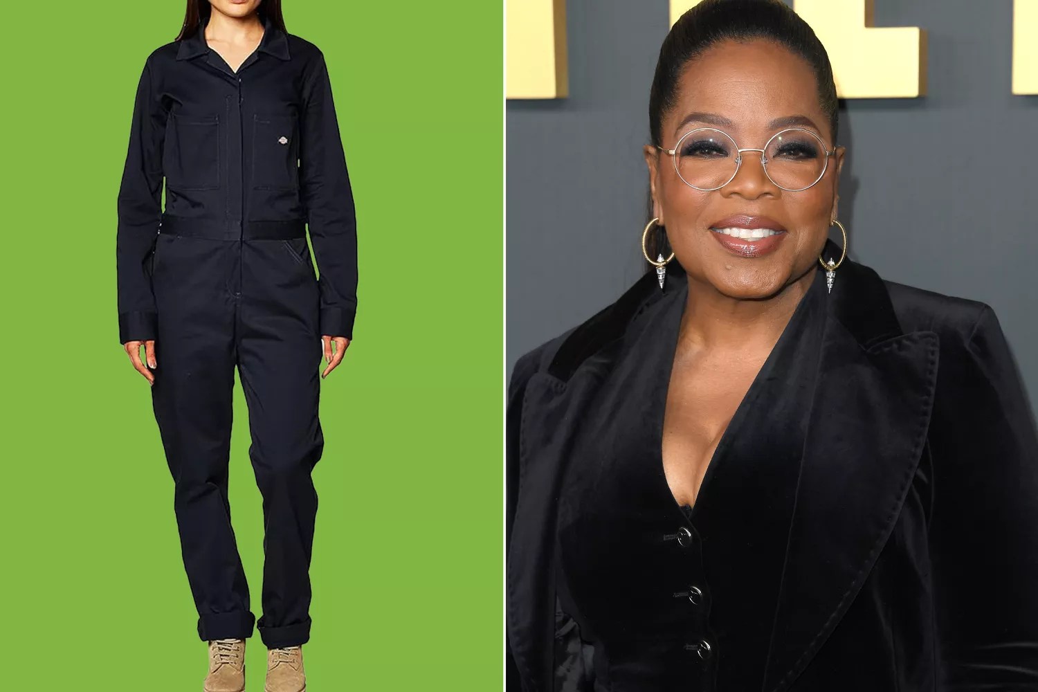 oprah winfrey&rsquo;s favorite jumpsuits, oprah winfrey in chic black outfit at event