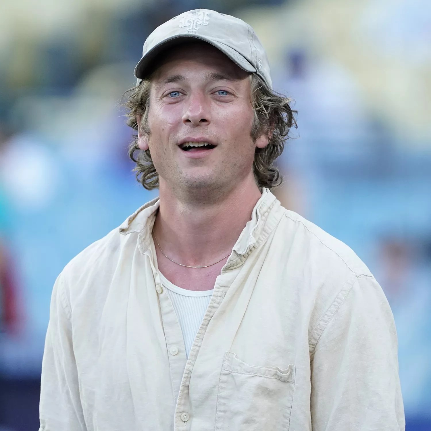 Jeremy Allen White from the hit tv series &lsquo;The Bear&quot; attends a game between the Oakland Athletics and the Los Angeles Dodgers