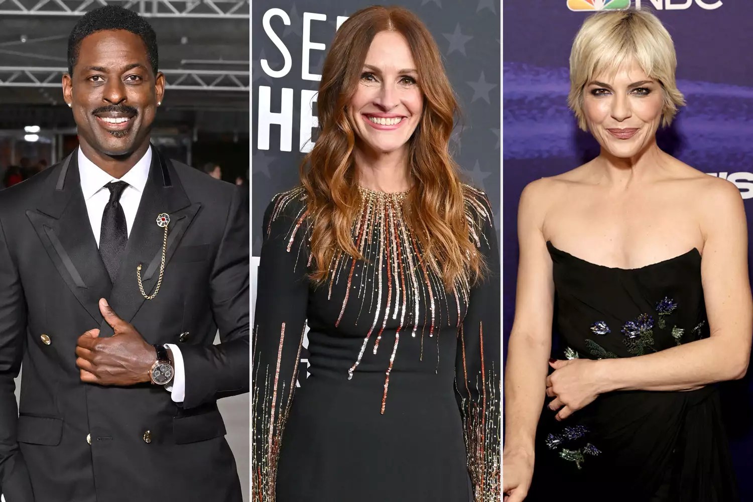 LOS ANGELES, CALIFORNIA - OCTOBER 15: Sterling K. Brown attends the 2nd Annual Academy Museum Gala at Academy Museum of Motion Pictures on October 15, 2022 in Los Angeles, California. (Photo by Axelle/Bauer-Griffin/FilmMagic); LOS ANGELES, CALIFORNIA - JANUARY 15: Julia Roberts attends the 28th Annual Critics Choice Awards at Fairmont Century Plaza on January 15, 2023 in Los Angeles, California. (Photo by Axelle/Bauer-Griffin/FilmMagic); SANTA MONICA, CALIFORNIA - DECEMBER 06: 2022 PEOPLE&rsquo;S CHOICE AWARDS &ndash; Pictured: Honoree Selma Blair, recipient of The Competition Contestant of 2022 award for ‘Dancing with the Stars’, poses backstage during the 2022 People&rsquo;s Choice Awards held at the Barker Hangar on December 6, 2022 in Santa Monica, California. &ndash; (Photo by Todd Williamson/E! Entertainment/NBC via Getty Images)