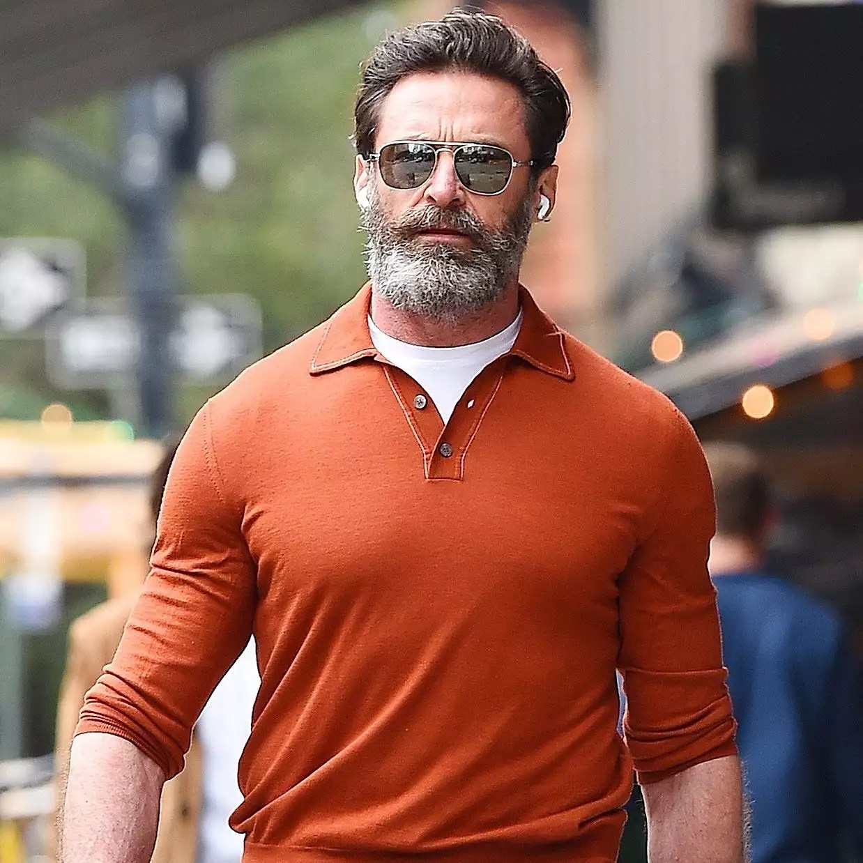 Hugh Jackman looks cool as a cat while out in Tribeca this morning.