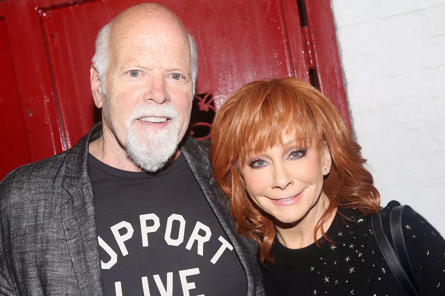 Rex Linn and Reba McEntire pose backstage at the new play &ldquo;The Shark is Broken&rdquo; on Broadway at The Golden Theater on October 12, 2023 in New York City.