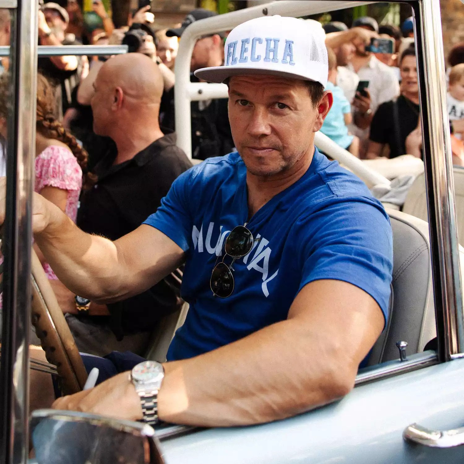 Mark Wahlberg Serves Up Flecha Azul Tequila Cocktails at The Roccos Tacos in Delray Beach on Friday, August 25