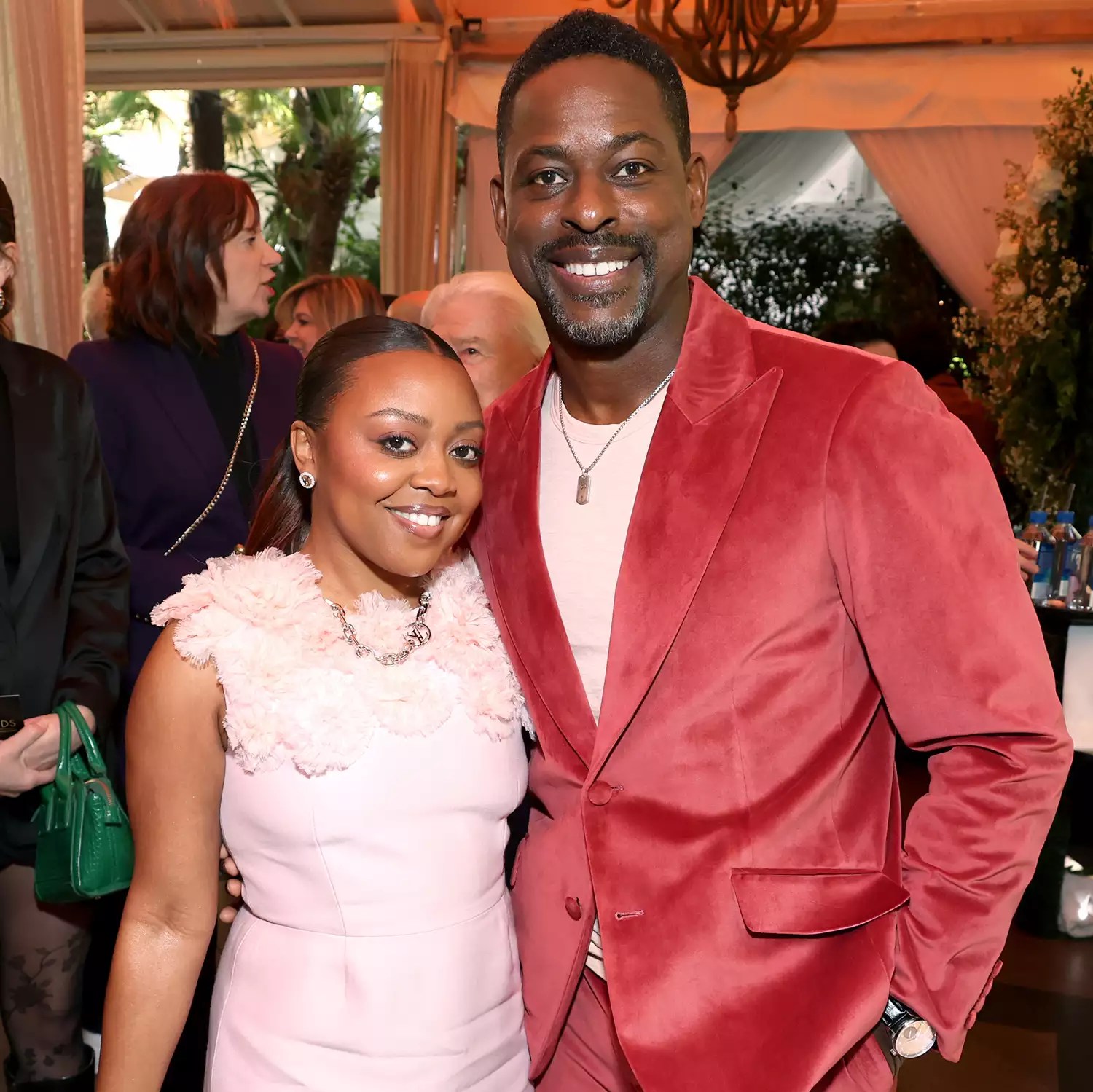 Quinta Brunson and Sterling K. Brown attend the AFI Awards Luncheon at Four Seasons Hotel Los Angeles at Beverly Hills on January 12, 2024 in Los Angeles, California.