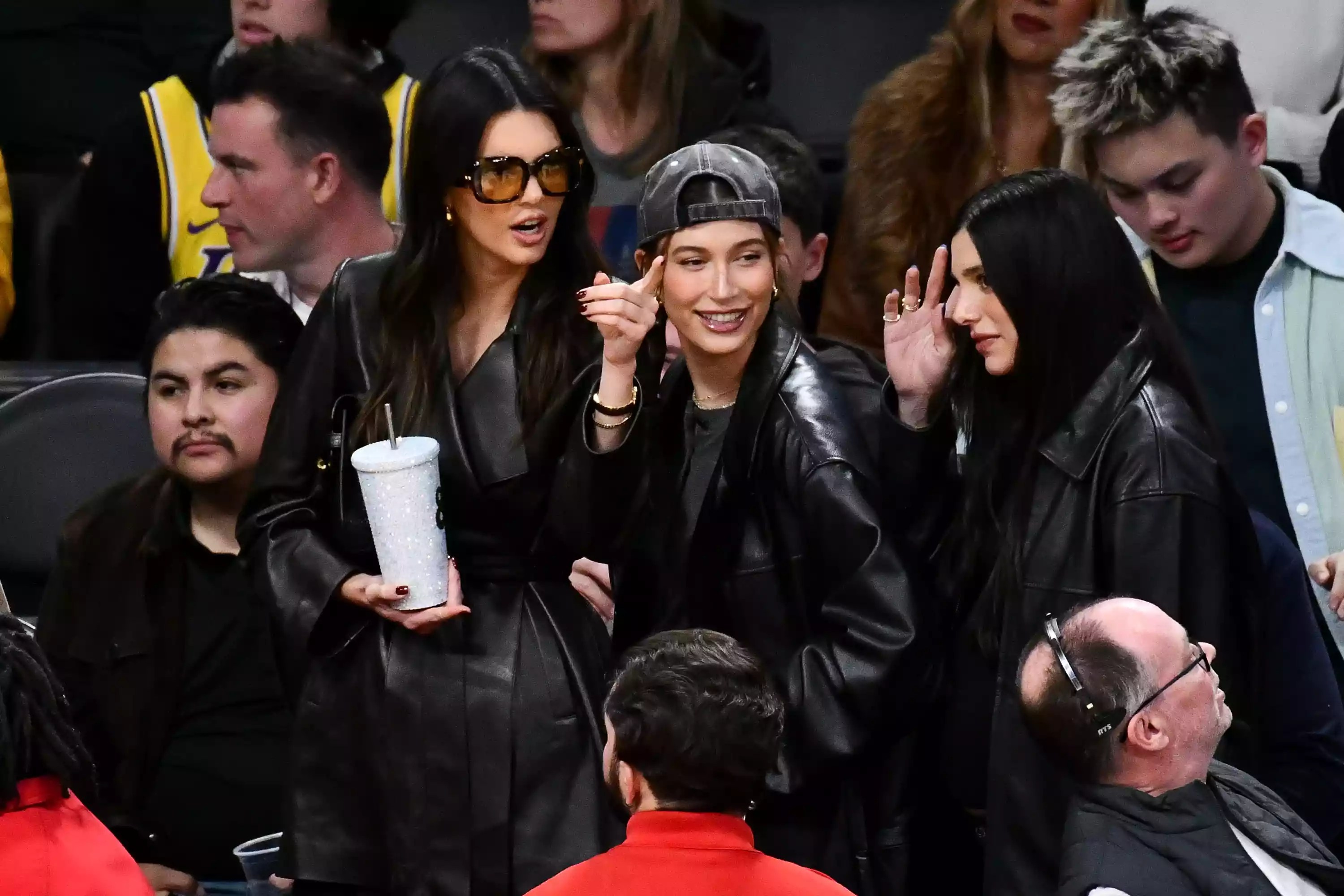 Kendall Jenner Hailey Bieber basketball 01 15 24 los angeles