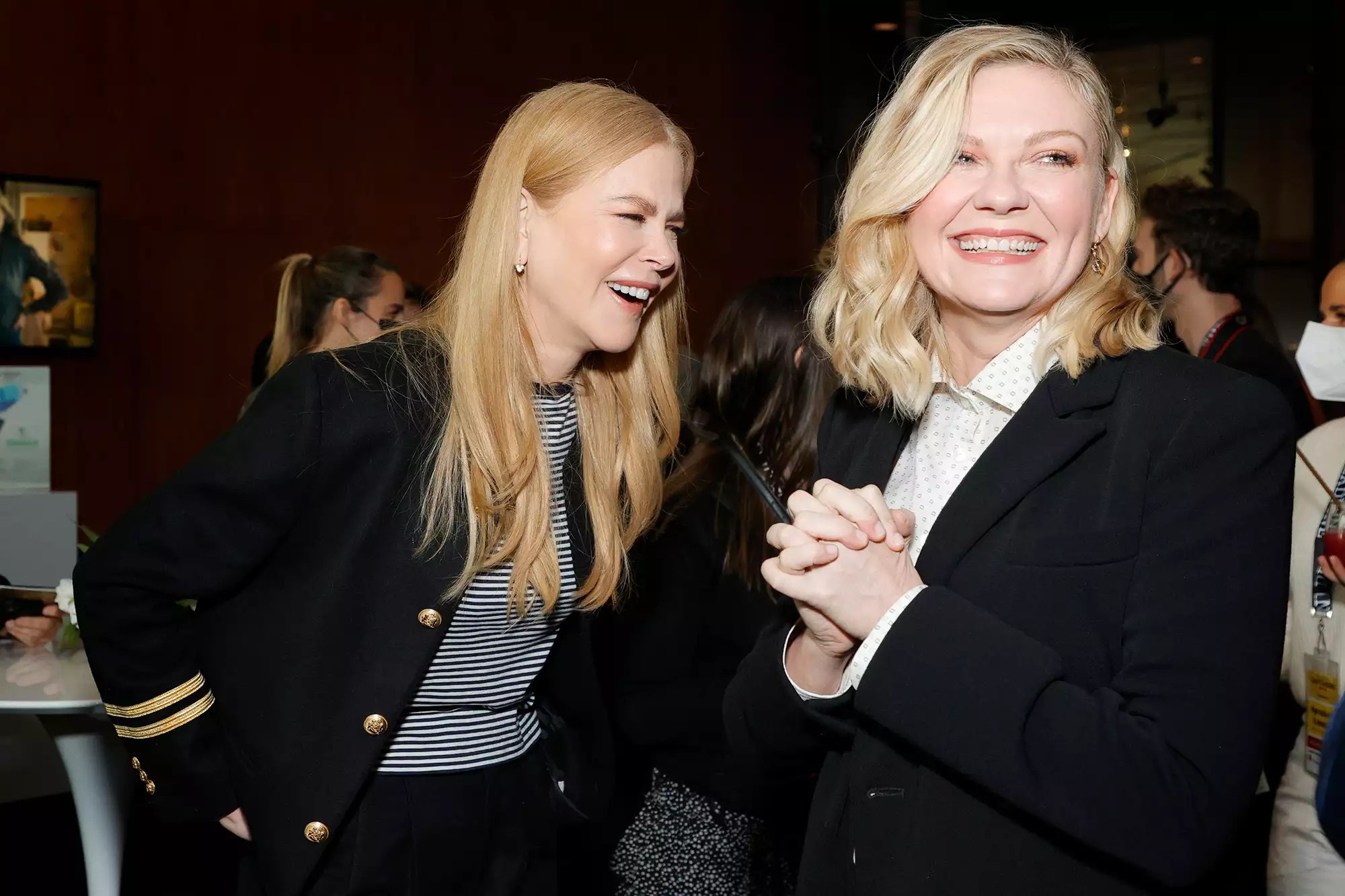 LOS ANGELES, CALIFORNIA - NOVEMBER 14: (L-R) Actor Nicole Kidman from Amazon Studios&rsquo; &lsquo;Being the Ricardos&rsquo; and Actor Kirsten Dunst from Netflix&rsquo;s &lsquo;The Power of the Dog&rsquo; attend the Deadline&rsquo;s The Contenders Film at DGA Theater Complex on November 14, 2021 in Los Angeles, California. (Photo by Amy Sussman/Getty Images for Deadline)