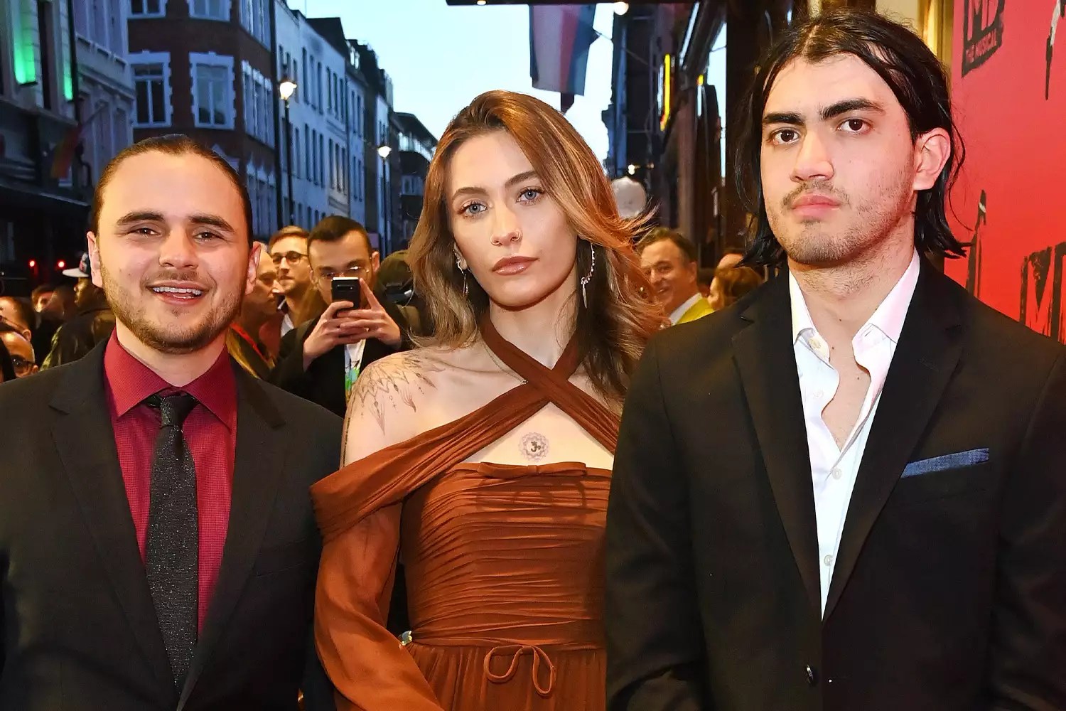 Prince Jackson, Paris Jackson and Bigi Jackson aka Blanket Jackson attend the press night