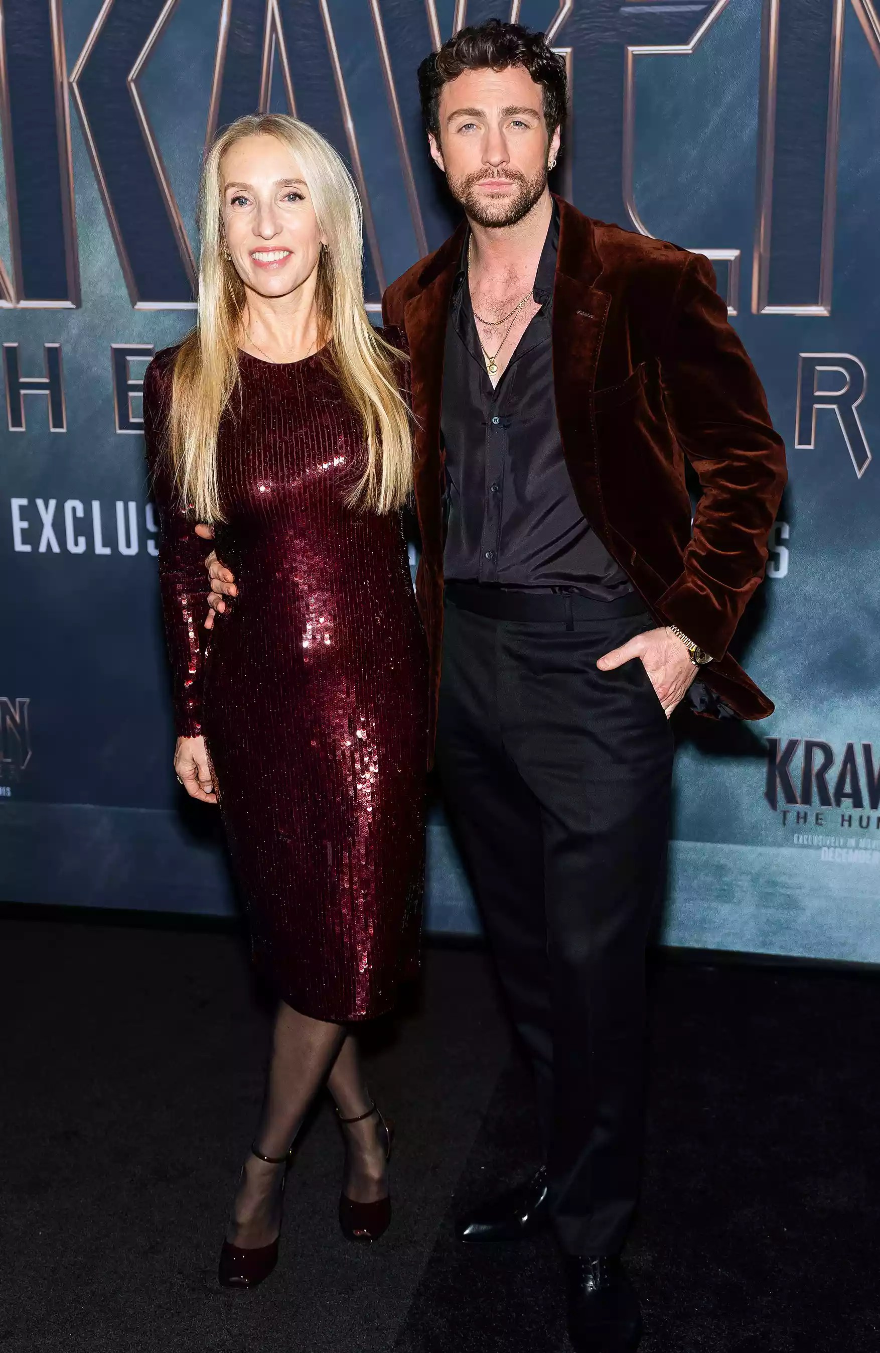 Sam Taylor-Johnson and Aaron Taylor-Johnson attend the &ldquo;Kraven The Hunter&rdquo; New York Premiere