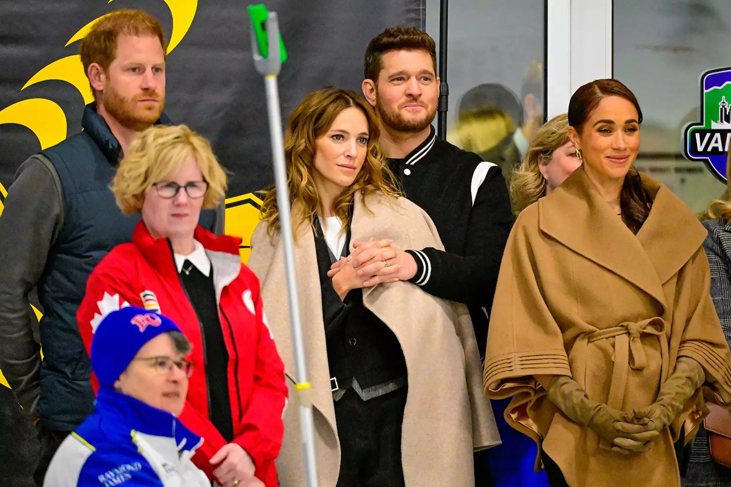 Prince Harry, Duke of Sussex and Meghan Markle, Duchess of Sussex and Michael Buble attending the final day of the One Year to Go Event before the Invictus Games Vancouver Whistler 2025 and go curling at the Vancouver Curling Club at Hillcrest Community Centre in Vancouver, Canada. Prince Harry and Meghan visit One Year to Go event for Invictus Games 2025, day 3, Vancouver, Canada