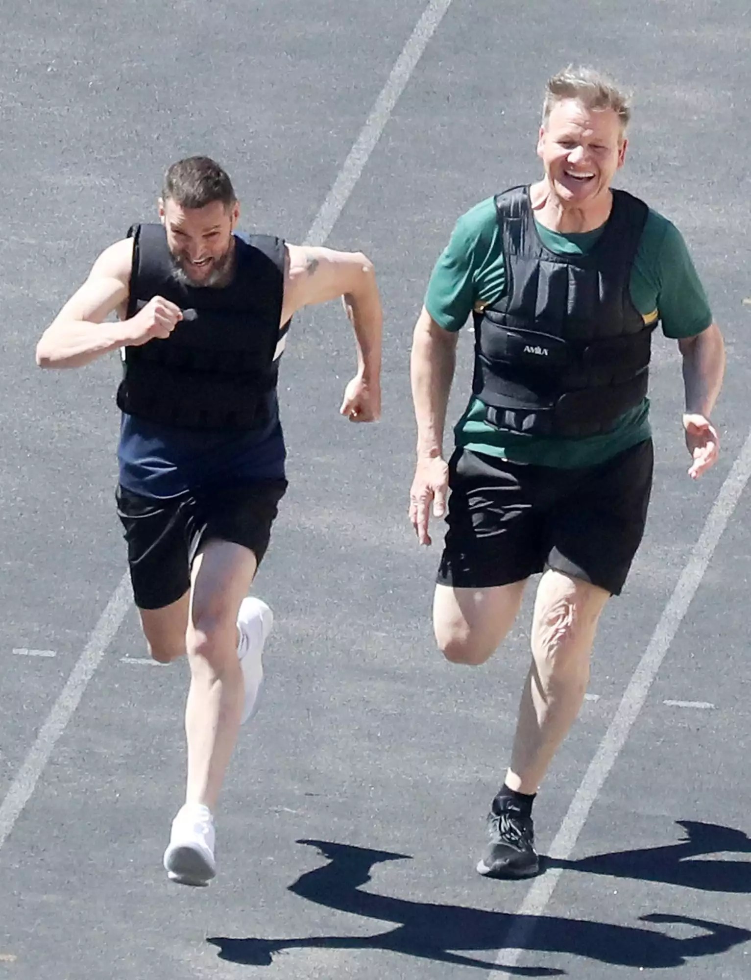 Gordon Ramsay works up a sweat while filming Road Trip series in Athens