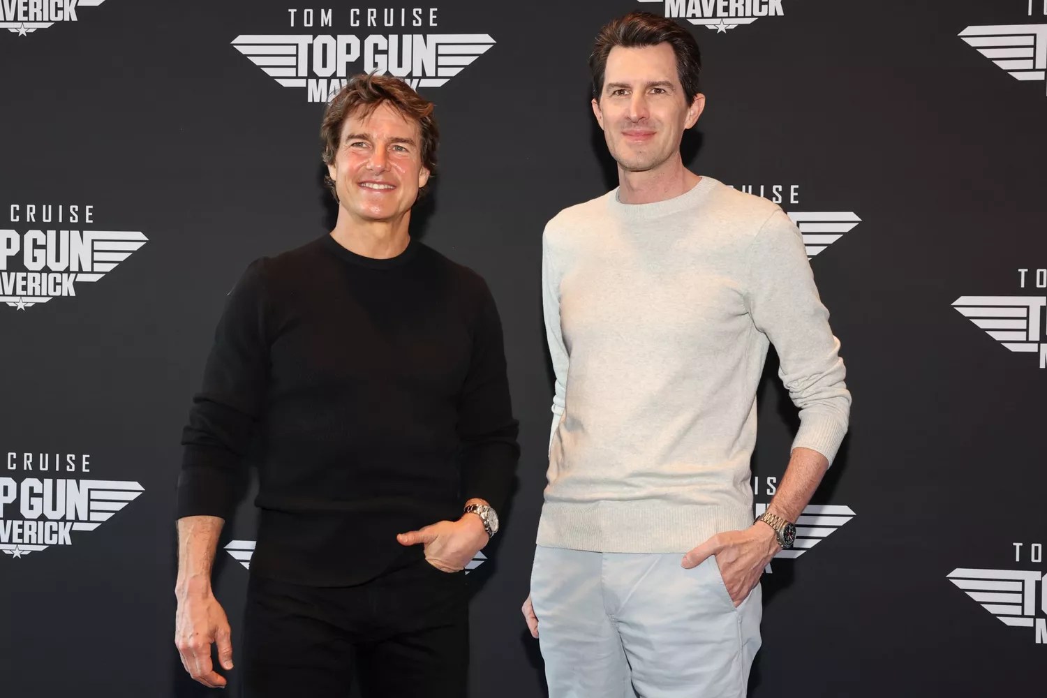 MEXICO CITY, MEXICO - MAY 06: Tom Cruise and Joe Kosinski attend the Mexico Press Day of &ldquo;Top Gun: Maverick&rdquo; at The Ritz Carlton Hotel on May 06, 2022 in Mexico City, Mexico. (Photo by Hector Vivas/Getty Images for Paramount Pictures)