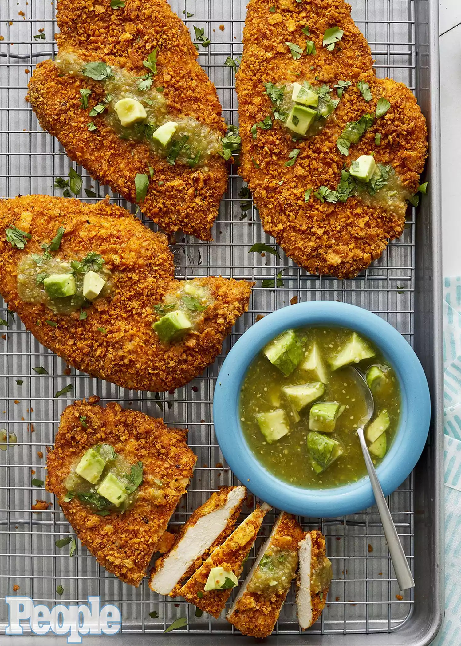Baked Corn-Chip-Crusted Chicken Breasts With Avocado Salsa