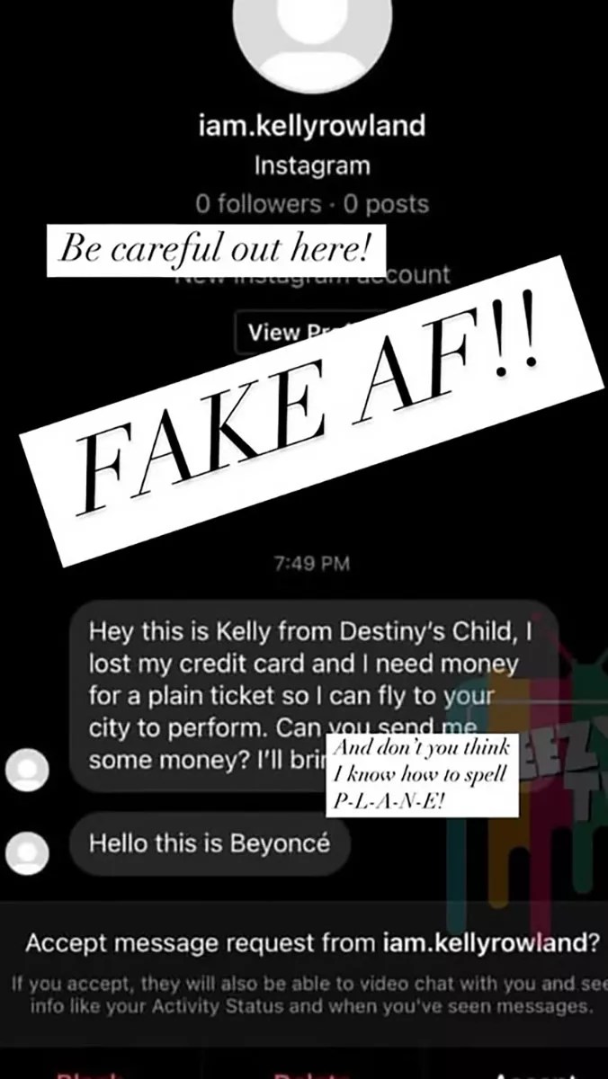 Kelly Rowland Tells Fans to &lsquo;Be Careful&rsquo; as Fake Instagram Account Asks for Money While Posing as Her and Beyonce