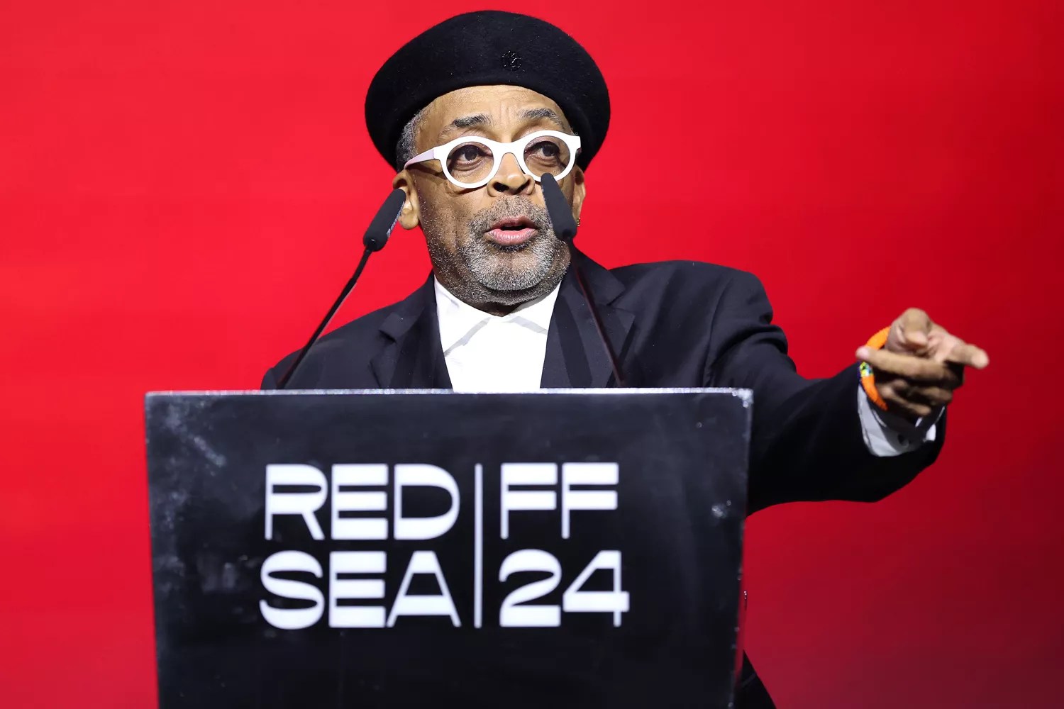 Yusr Feature Jury Member, Spike Lee presents the Silver Yusr Best Feature Film award on stage at the Yusr Awards Ceremony - Red Sea International Film Festival 2024 on