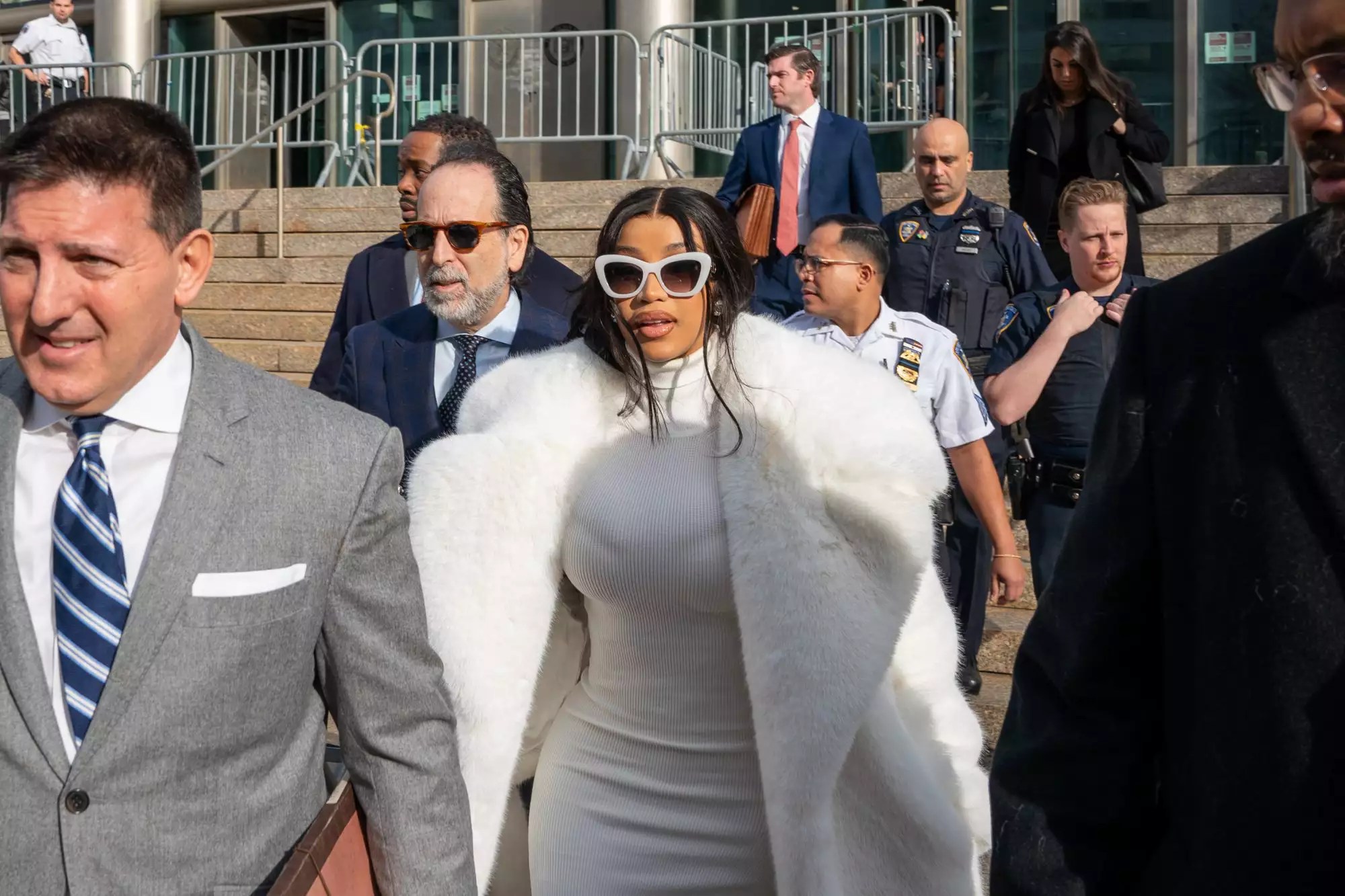 NEW YORK, NY - DECEMBER 21: Cardi B departs Queens Court after not meeting her requirements for her misdemeanor guilty plea on January 17, 2023 in New York City. Cardi B violated the terms of her agreement by not fulfilling the 15 days of community service she agreed to in her plea. The judge has given her a second chance and she must fulfill her agreement by March 1st or face jail time. (Photo by David Dee Delgado/Getty Images)