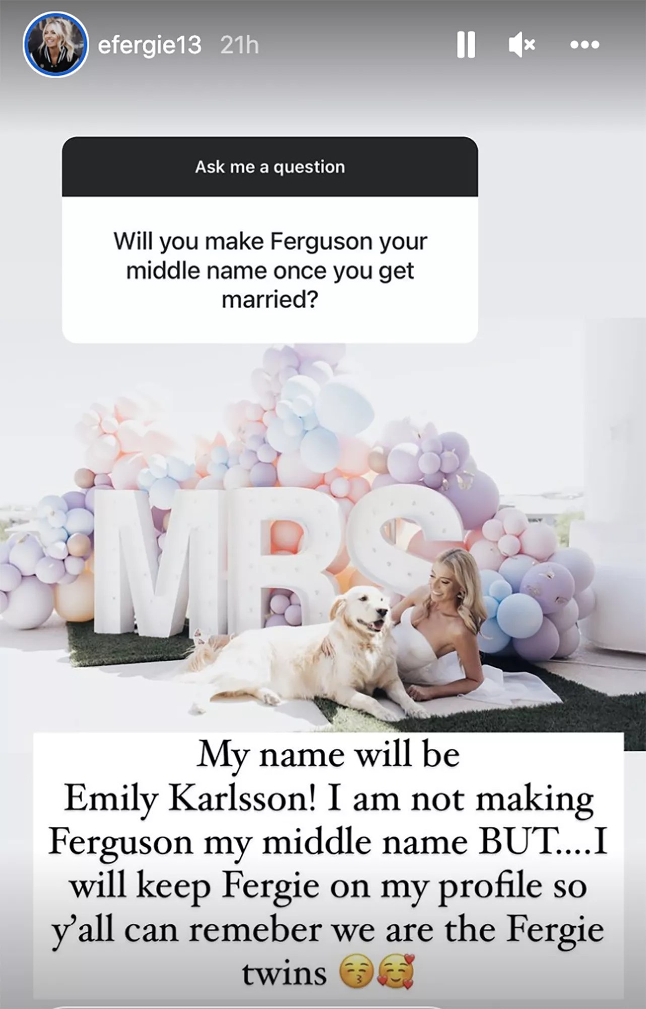 Emily Ferguson&rsquo;s wedding to William Karlsson . https://www.instagram.com/efergie13/?hl=en