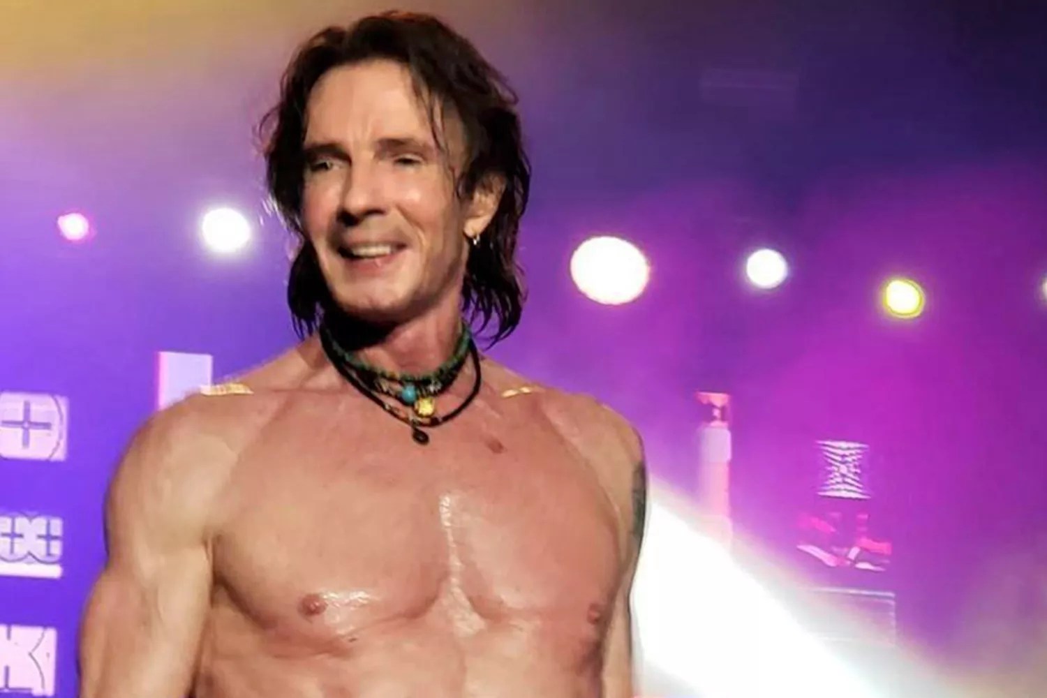 Rick Springfield shirtless on stage