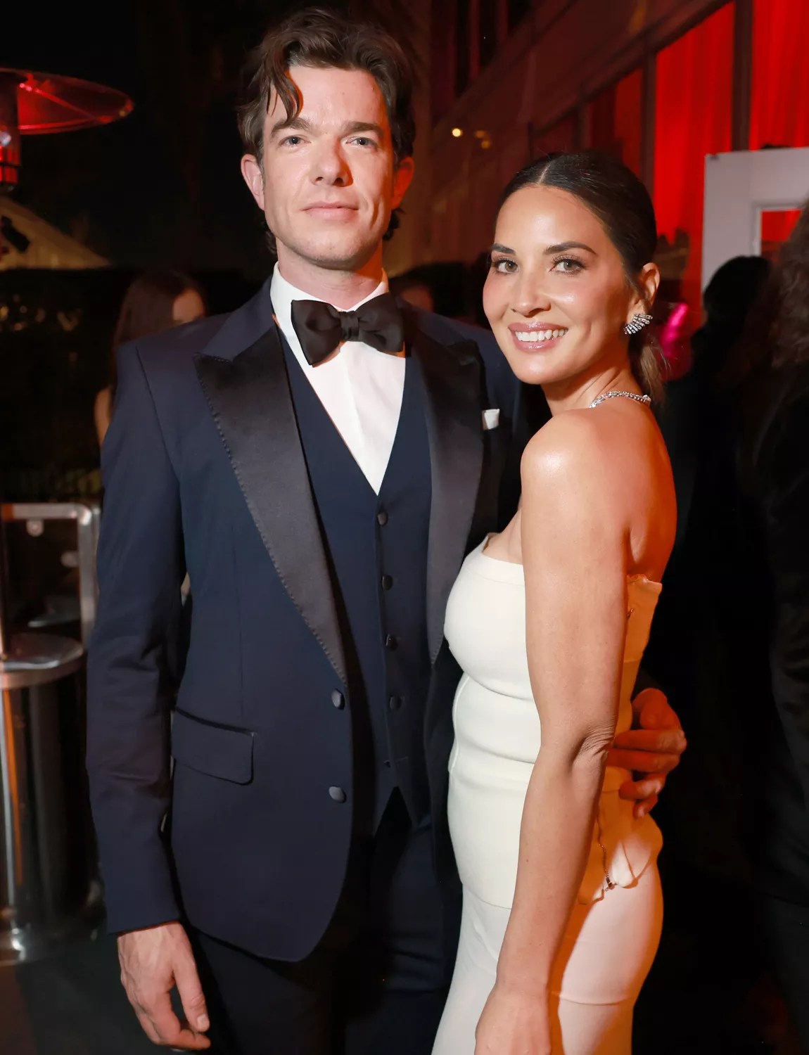 John Mulaney and Olivia Munn attend the 2024 Vanity Fair Oscar Party Hosted By Radhika Jones at Wallis Annenberg