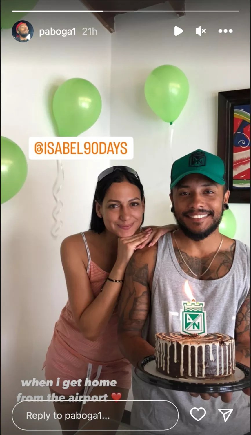 90 Day&rsquo;s Gabe Shares Sweet Pic with Isabel as She Welcomes Him Home with Cake