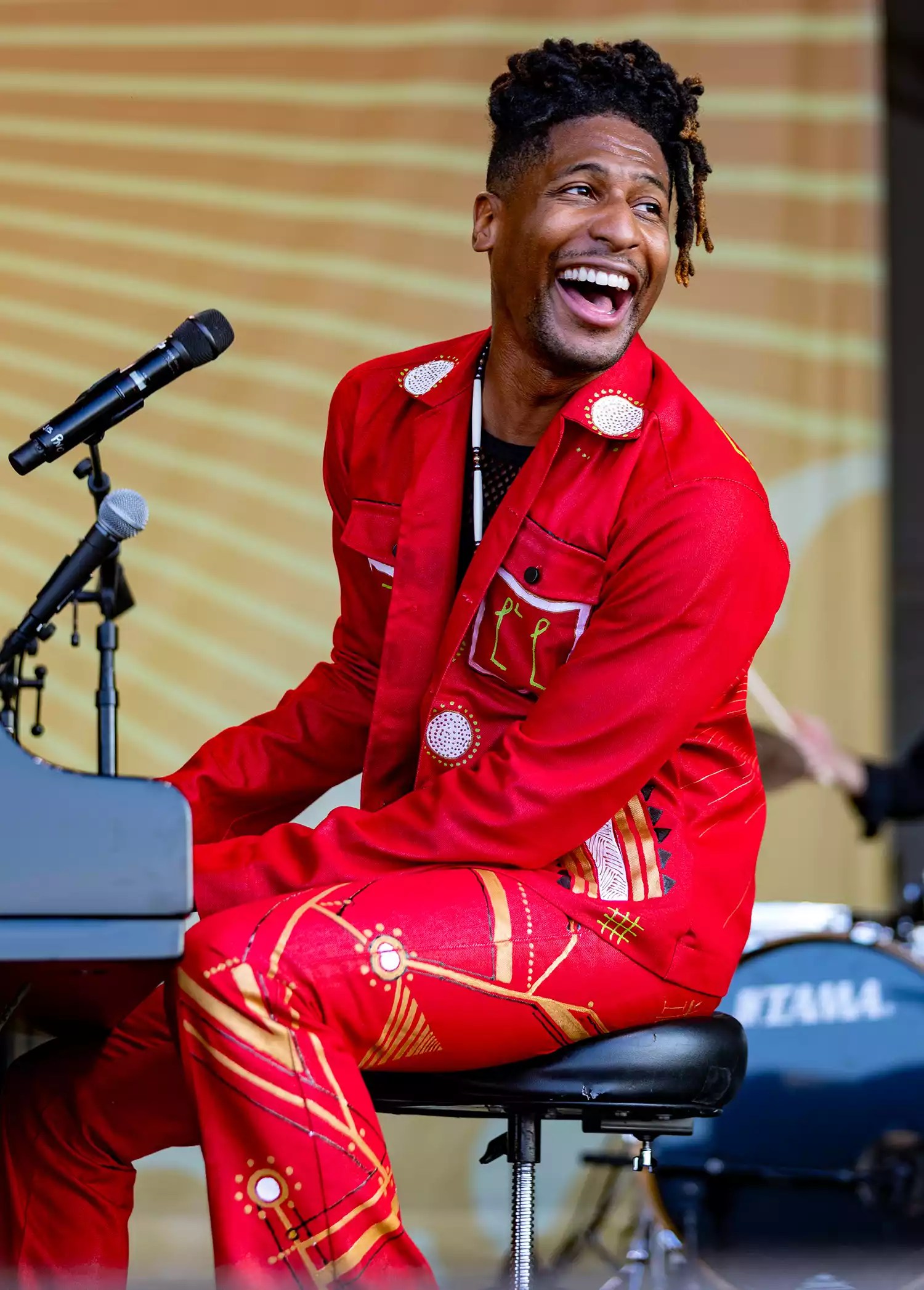 Jon Batiste performs during the Newport Folk Festival 2023