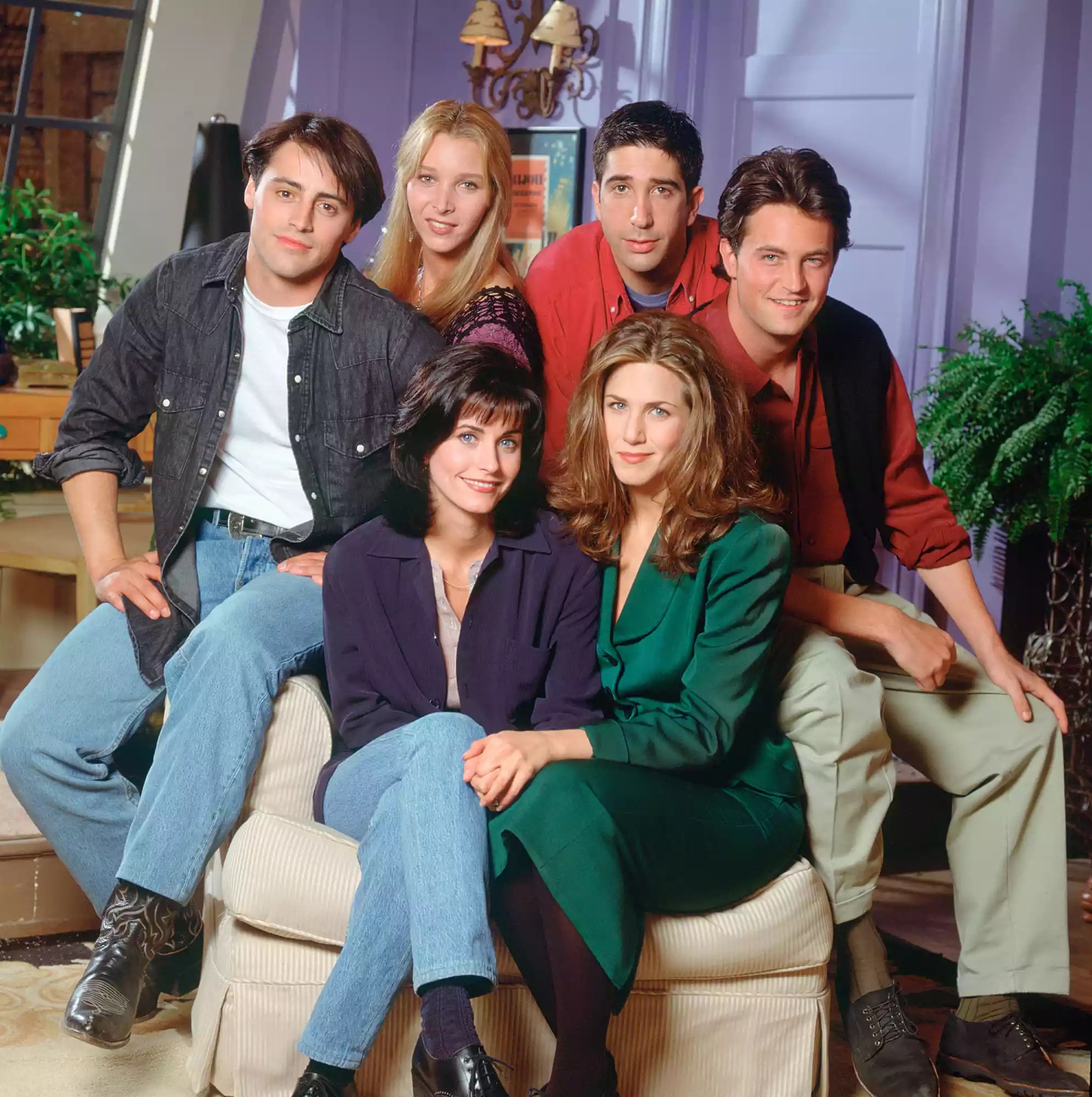 Courteney Cox Arquette as Monica Geller, Matt LeBlanc as Joey Tribbiani, Lisa Kudrow as Phoebe Buffay, David Schwimmer as Ross Geller, Matthew Perry as Chandler Bing, Jennifer Aniston as Rachel Green in &lsquo;Friends&rsquo;,
