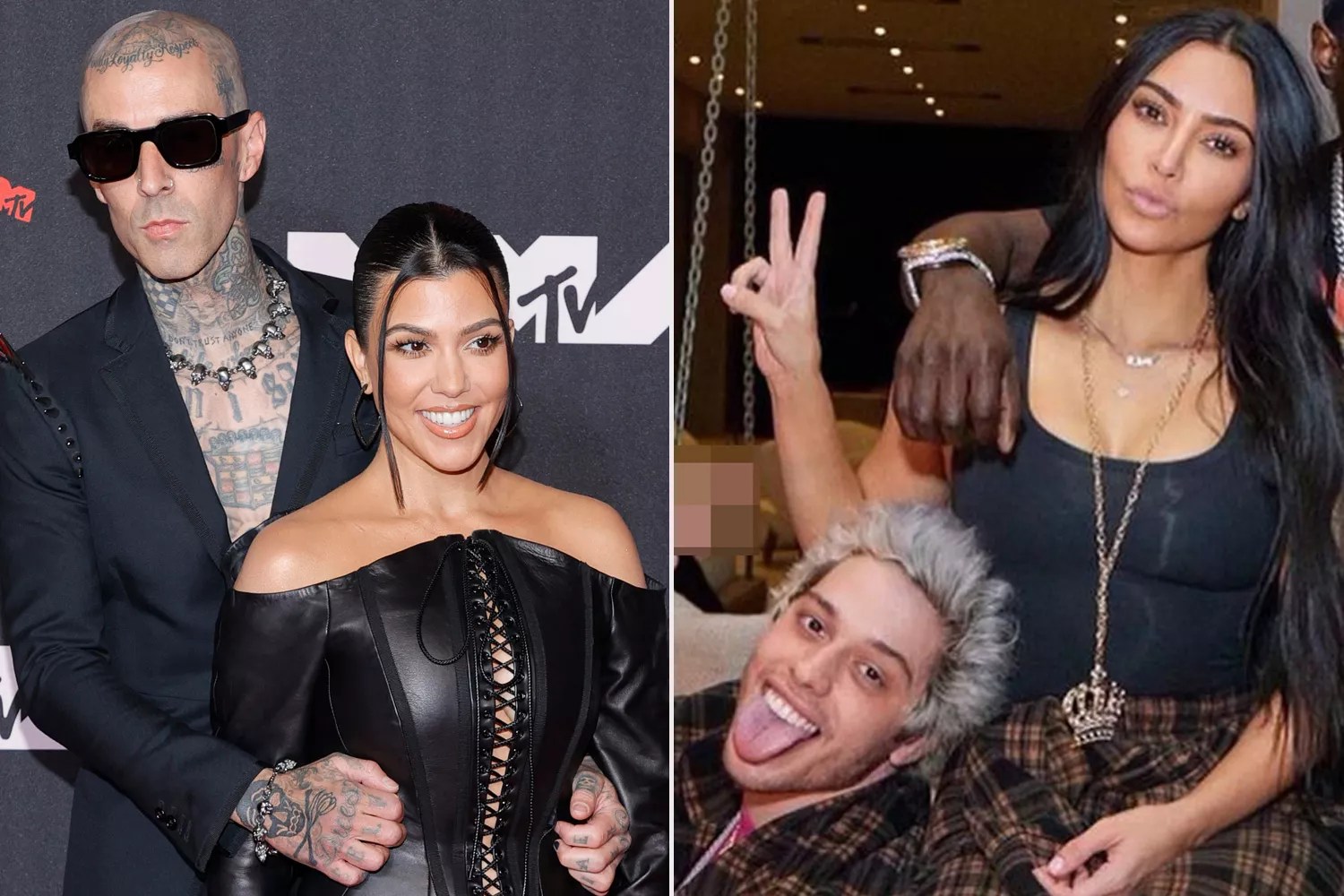 Travis Barker and Kourtney Kardashian, Pete Davidson and Kim Kardashian