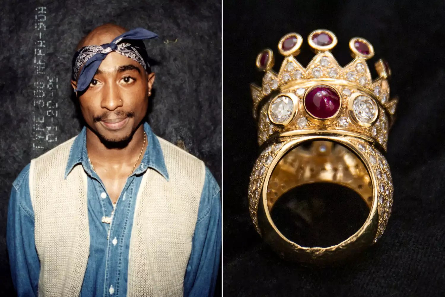 Tupac Shakur&rsquo;s Self-Designed Gold, Ruby and Diamond Sovereign Crown Ring, worn during his last public appearance in 1996, at Sotheby