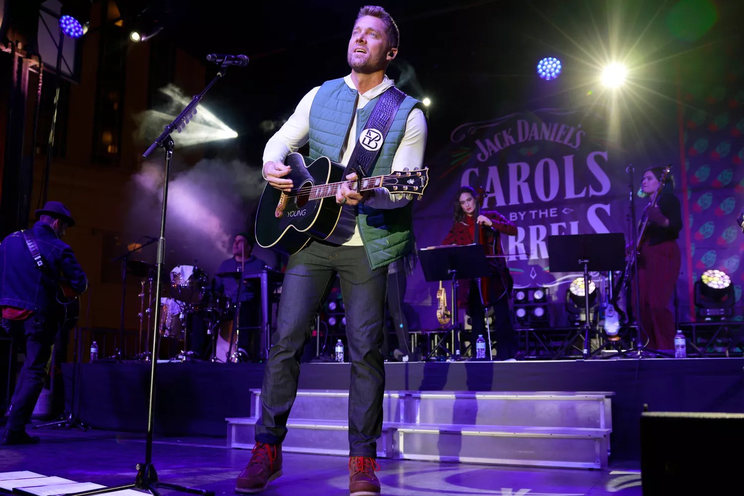Brett Young performs at the Jack Daniel&rsquo;s Carols by the Barrels holiday event, at Bridgestone Arena
