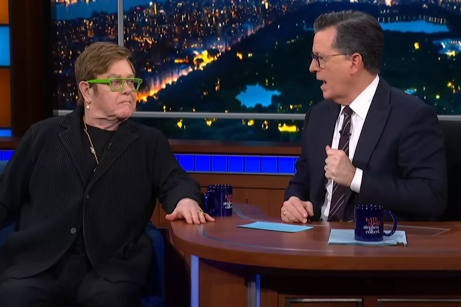 Elton John on The Late Show with Stephen Colbert.