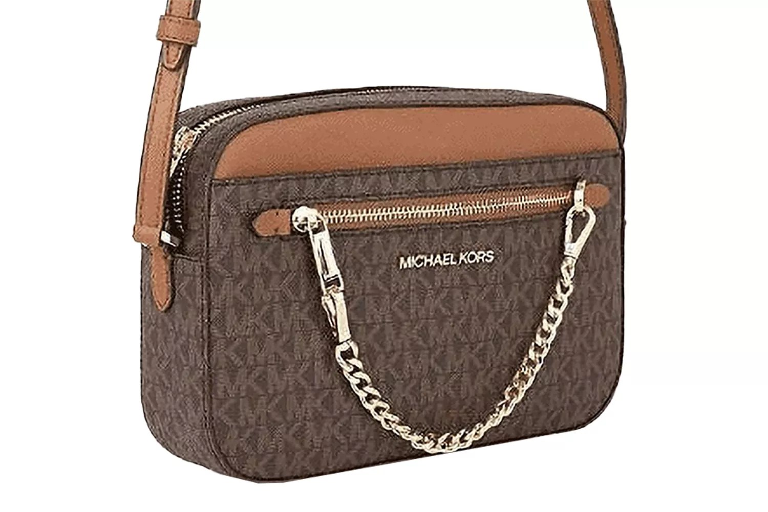 Michael Kors Women&rsquo;s Jet Set Signature PVC Crossbody Bag, Brown