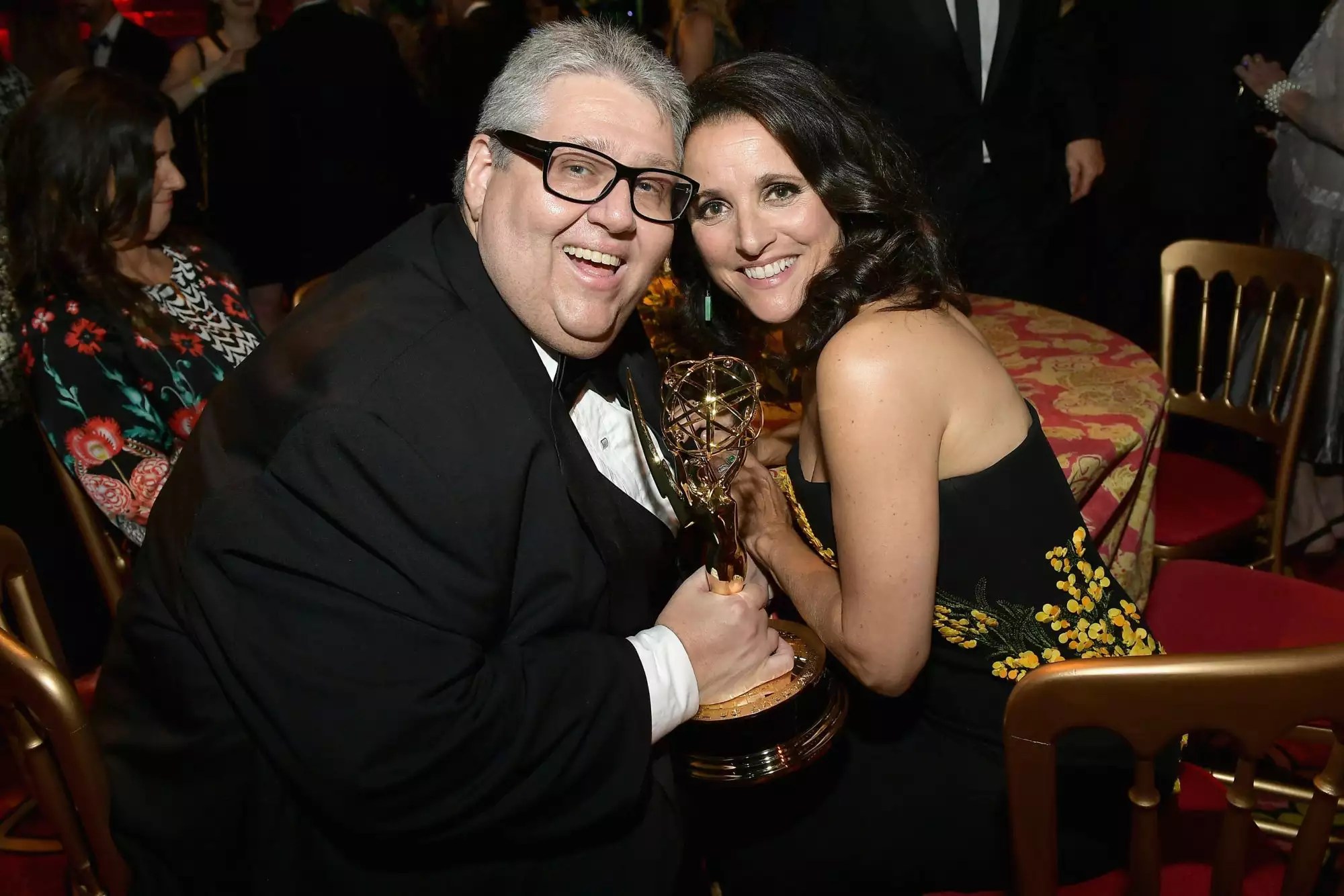 LOS ANGELES, CA - SEPTEMBER 17: David Mandel and Julia Louis-Dreyfus attend HBO&rsquo;s Post Emmy Awards Reception at The Plaza at the Pacific Design Center on September 17, 2017 in Los Angeles, California. (Photo by Matt Winkelmeyer/Getty Images)