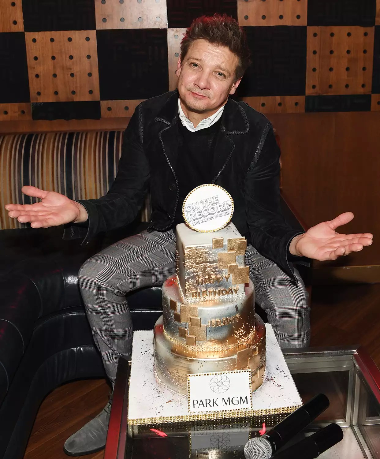 Jeremy Renner celebrates his birthday during the one-year anniversary of On The Record Speakeasy And Club At Park MGM on January 18, 2020 in Las Vegas, Nevada