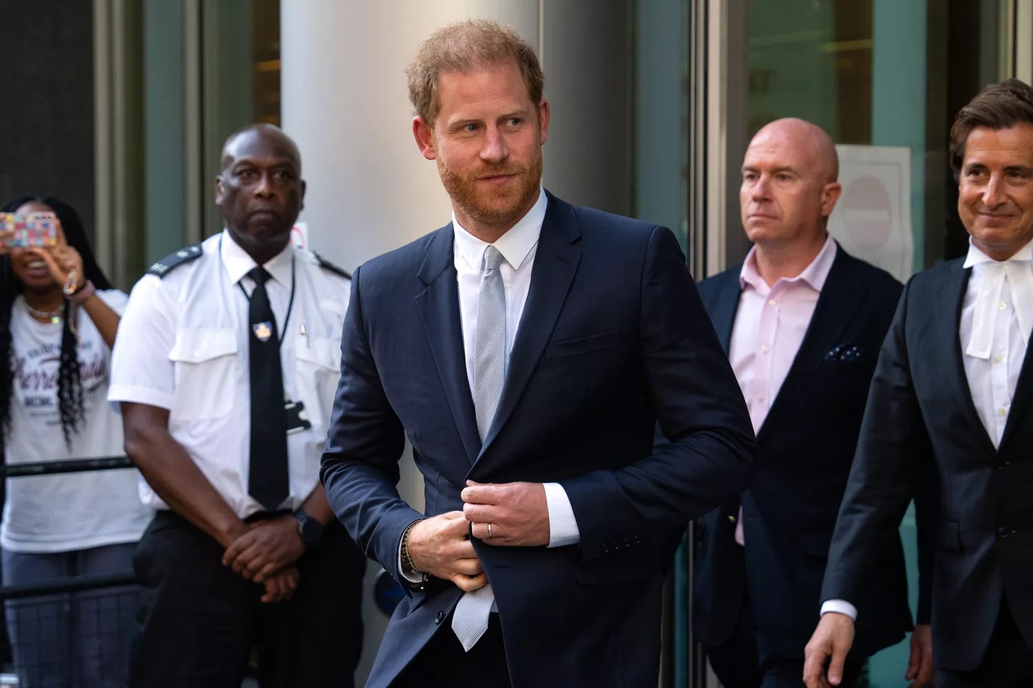 Prince Harry, Duke of Sussex, leaves after giving evidence at the Mirror Group Phone hacking trial at the Rolls Building at High Court on June 7, 2023 in London, England. Prince Harry is one of several claimants in a lawsuit against Mirror Group Newspapers related to allegations of unlawful information gathering in previous decades.