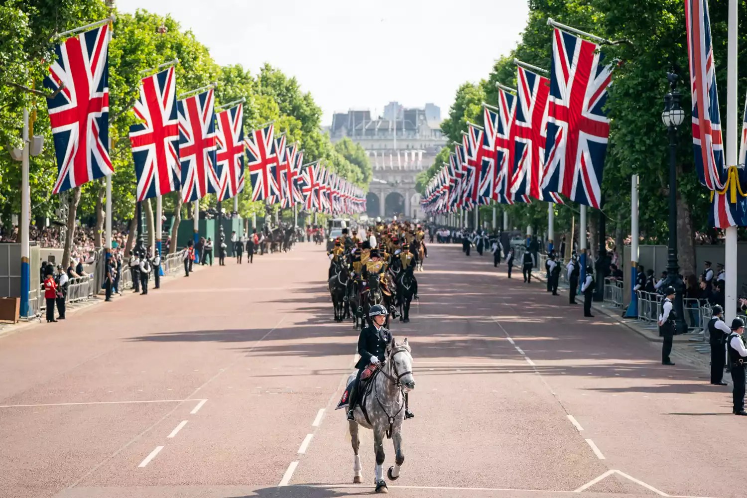 The Royal Procession leaves Buckingham Palace for the Trooping Trooping the Colour