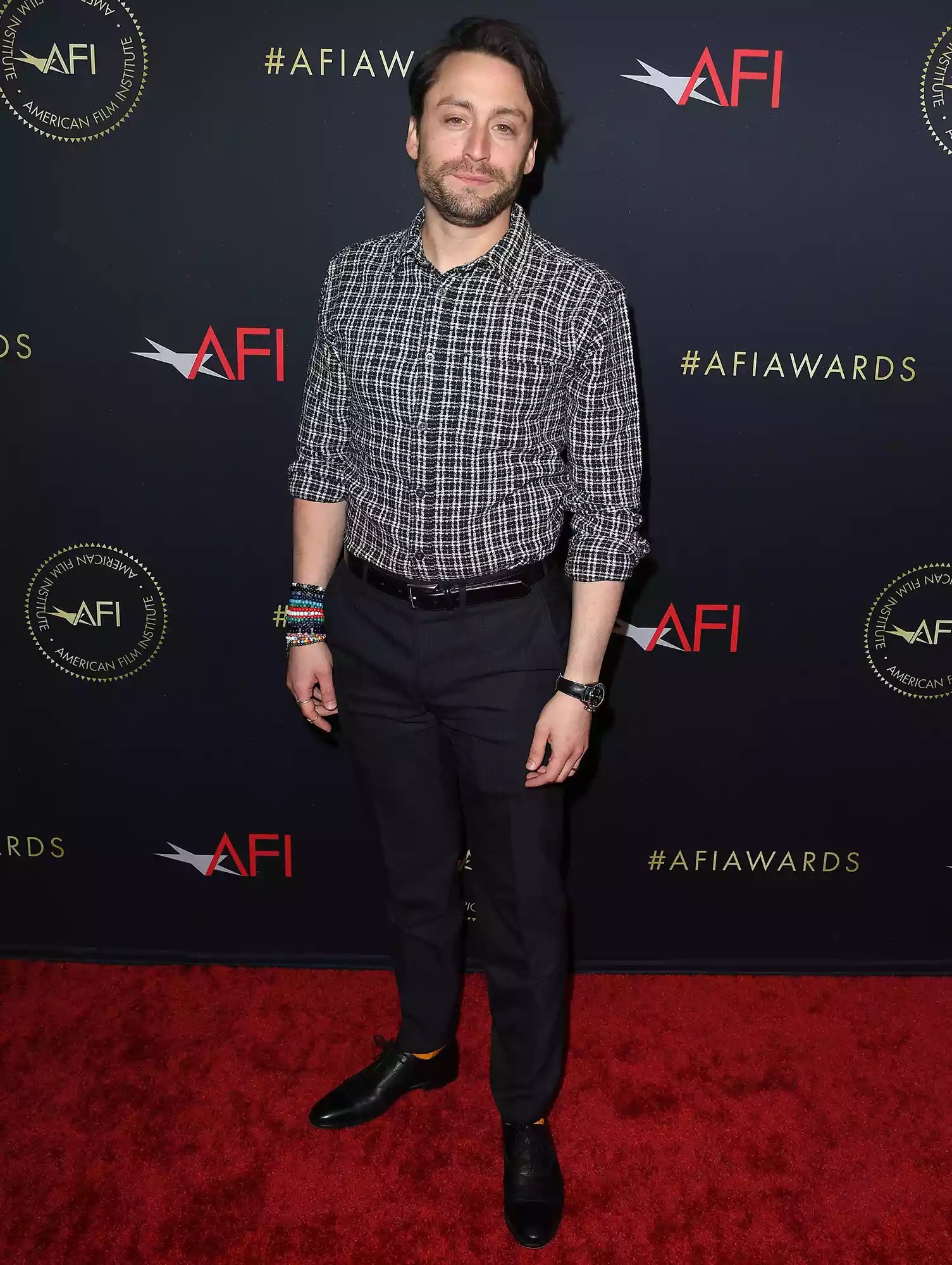 Kieran Culkin arrives at the AFI Awards Luncheon