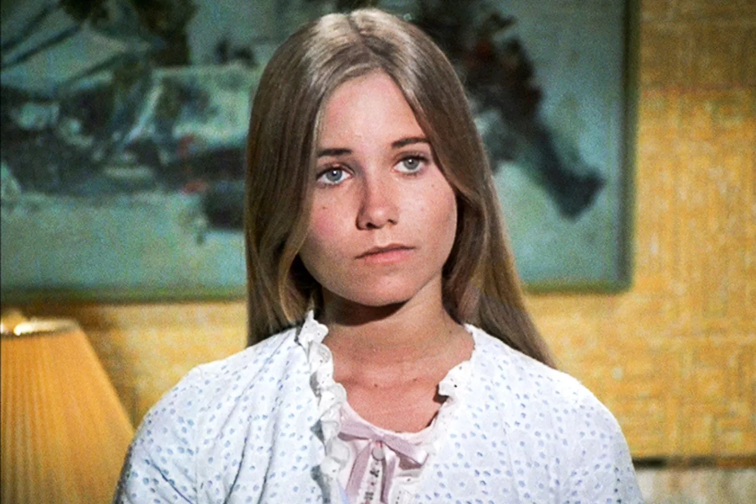 Maureen McCormick as Marcia Brady in THE BRADY BUNCH episode, &ldquo;Pass The Tabu.&rdquo; Original air date September 29, 1972. Image is a screen grab.