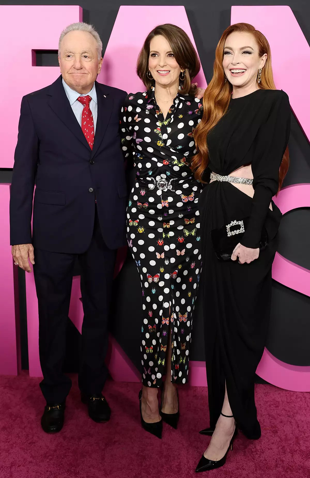 Lorne Michaels, Tina Fey and Lindsay Lohan attend the &ldquo;Mean Girls&rdquo; premiere at AMC Lincoln Square Theater on January 08, 2024 in New York City.