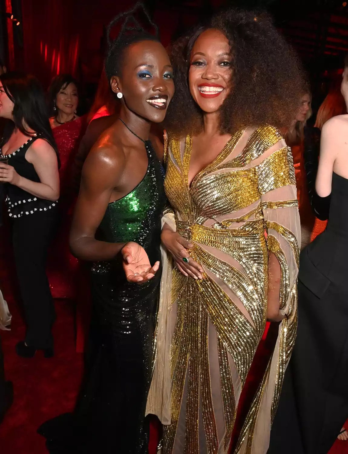 Lupita Nyong&rsquo;o and Erika Alexander attend the 2024 Vanity Fair Oscar Party Hosted By Radhika Jones at Wallis