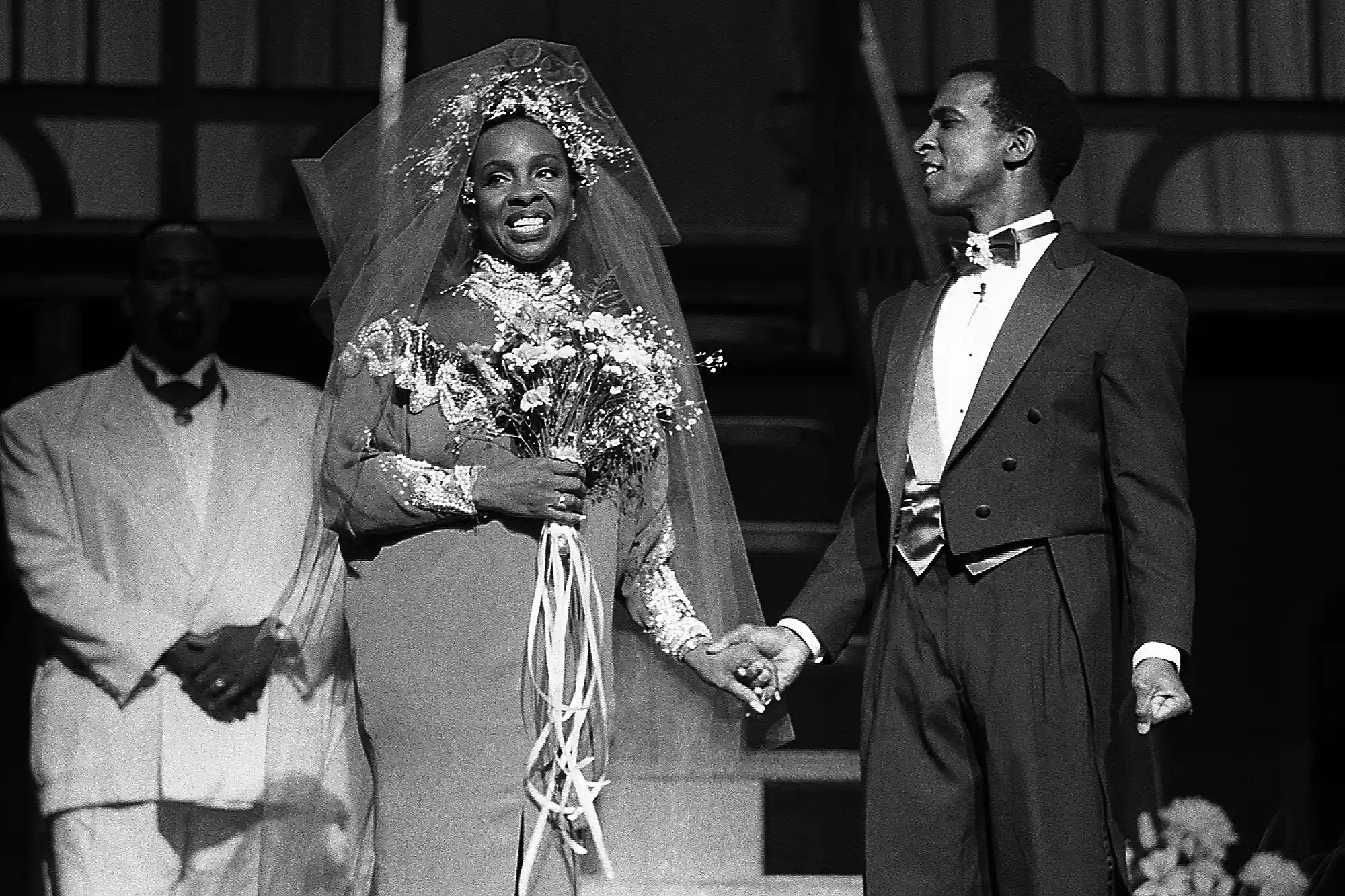 CHICAGO - NOVEMBER 1992: Singer Gladys Knight and actor Dorian Harewood performs in the play &lsquo;Madame Lily&rsquo; at the Arie Crown Theater in Chicago, Illinois in November 1992.